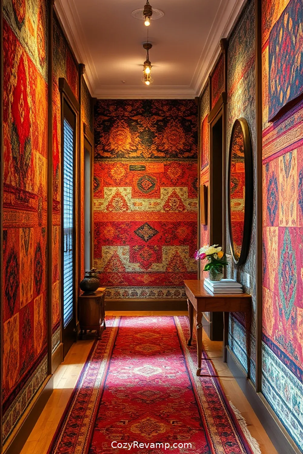 21 Ways to Create a Bohemian Hallway With Upcycled Fabric Material 16 Fabric-Covered Wall Panels for 21 Ways to Create a Bohemian Hallway With Upcycled Fabric Material