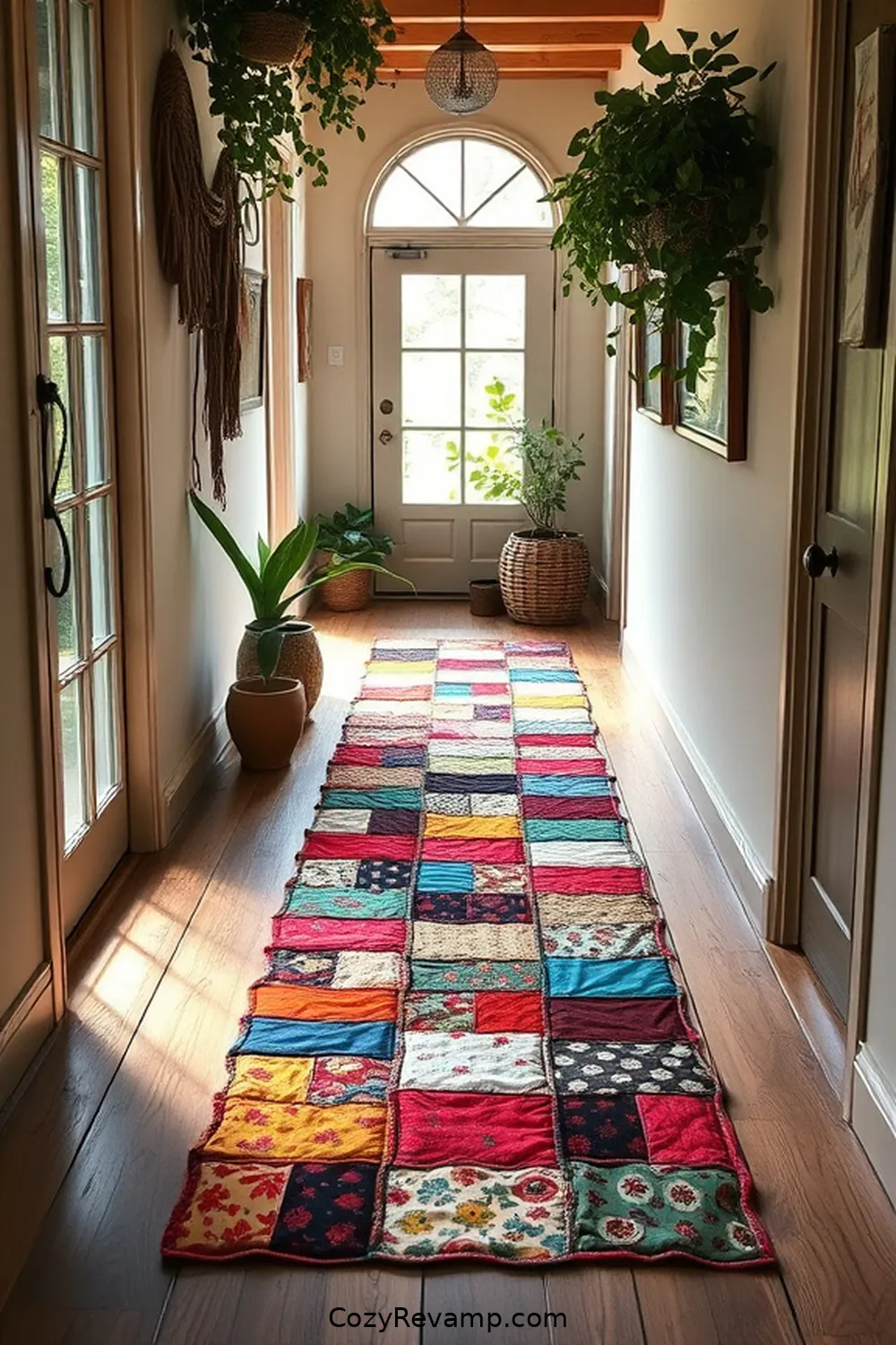 21 Ways to Create a Bohemian Hallway With Upcycled Fabric Material 6 Patchwork Runner for 21 Ways to Create a Bohemian Hallway With Upcycled Fabric Material