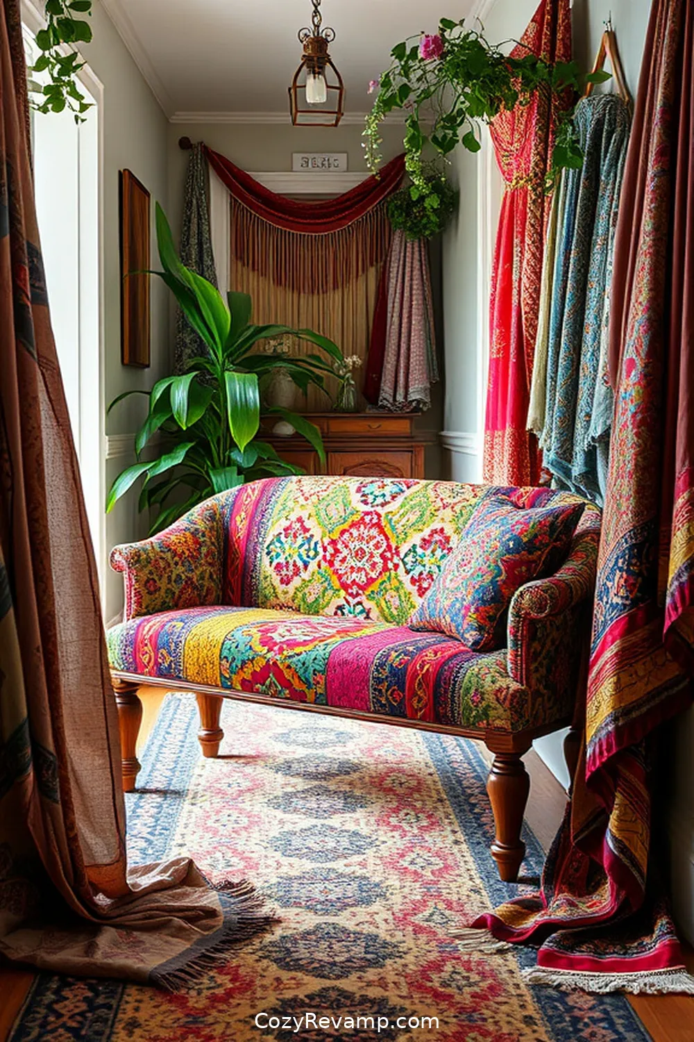 21 Ways to Create a Bohemian Hallway With Upcycled Fabric Material 9 Reupholstered Benches for 21 Ways to Create a Bohemian Hallway With Upcycled Fabric Material