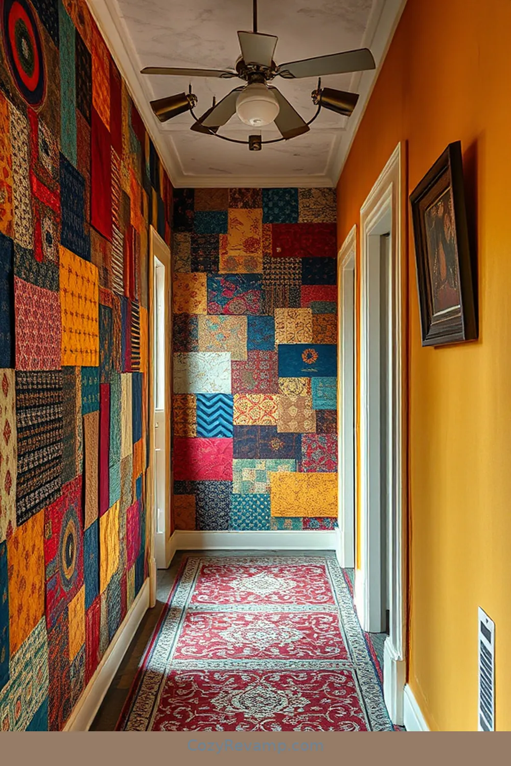 21 Ways to Create a Bohemian Hallway With Upcycled Fabric Material 13 Textile Collage Mural for 21 Ways to Create a Bohemian Hallway With Upcycled Fabric Material