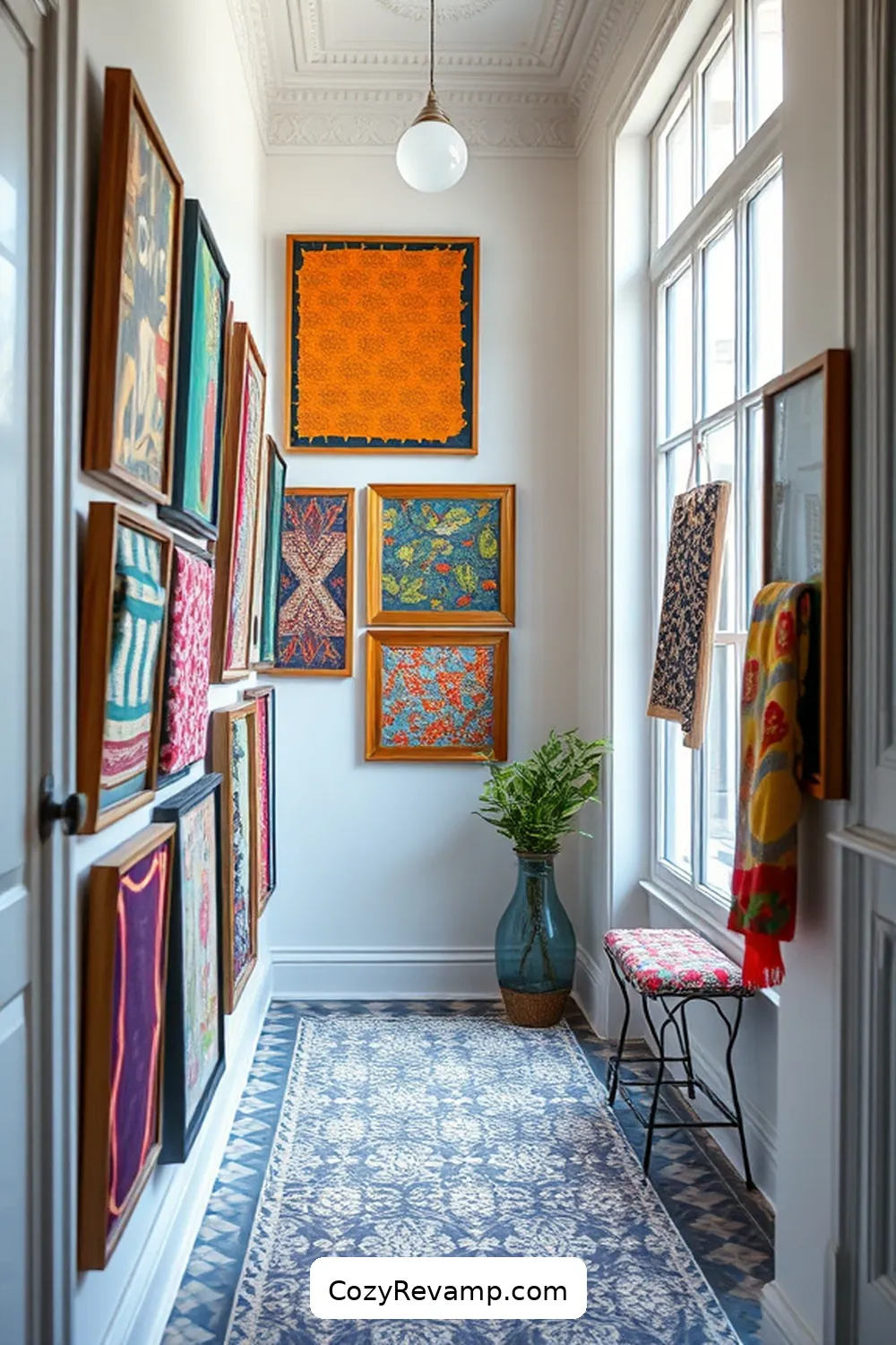 21 Ways to Create a Bohemian Hallway With Upcycled Fabric Material 19 Textile Sample Frames for 21 Ways to Create a Bohemian Hallway With Upcycled Fabric Material