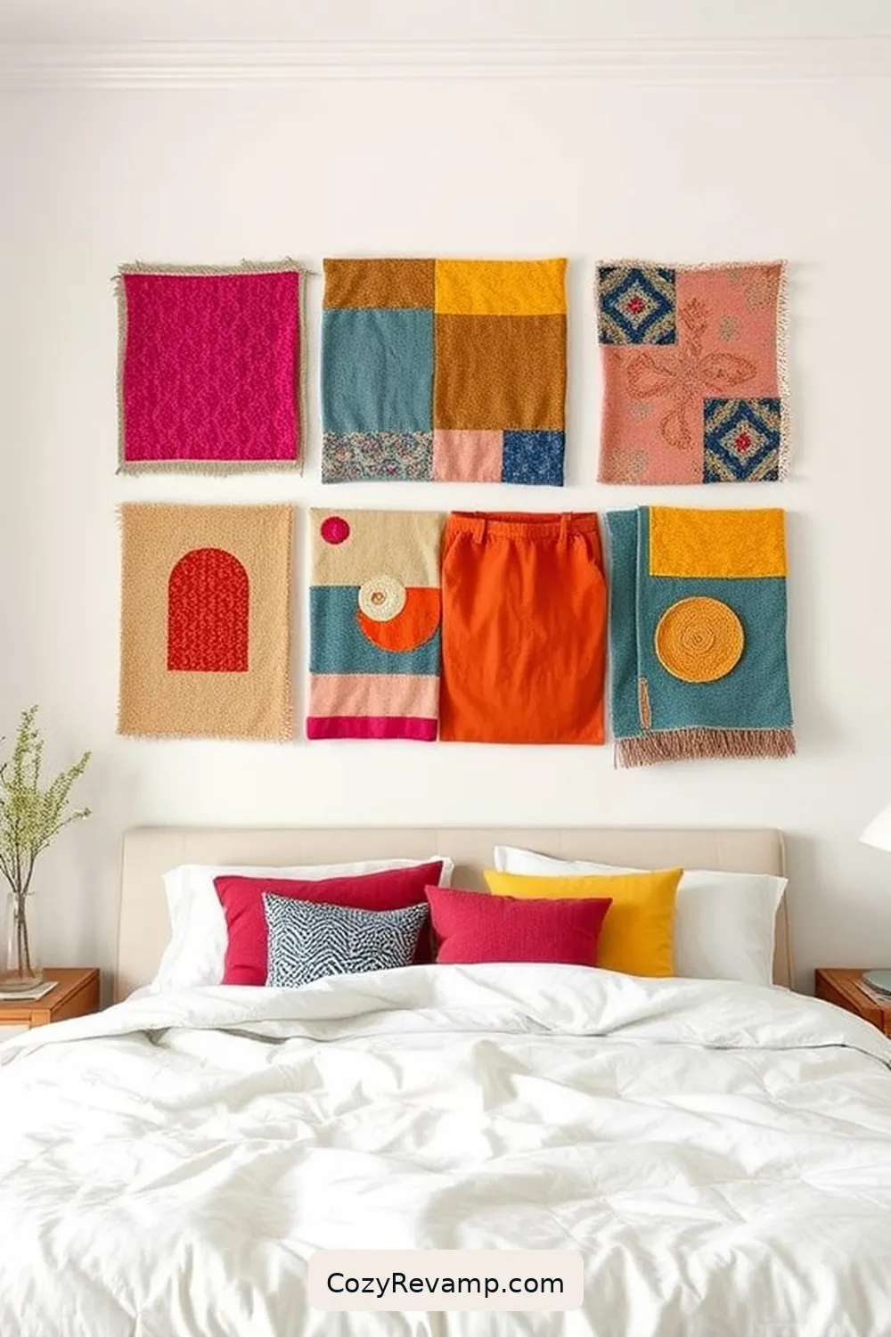 21 Ways to Style Your Minimalist Bedroom With Upcycled Fabric Material 4 Fabric Wall Art for 21 Ways to Style Your Minimalist Bedroom With Upcycled Fabric Material