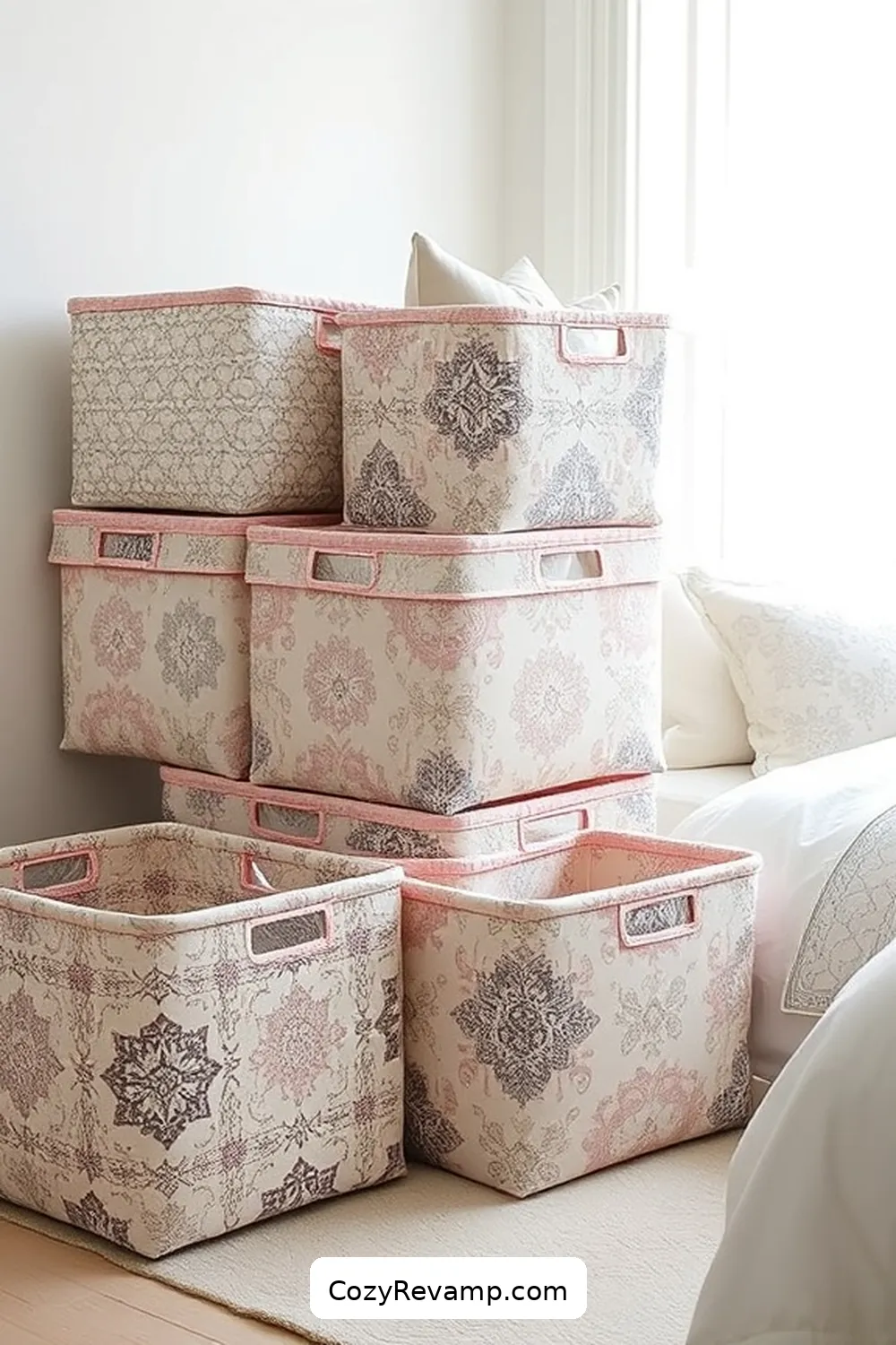21 Ways to Style Your Minimalist Bedroom With Upcycled Fabric Material 12 Reclaimed Fabric Storage Bins for 21 Ways to Style Your Minimalist Bedroom With Upcycled Fabric Material
