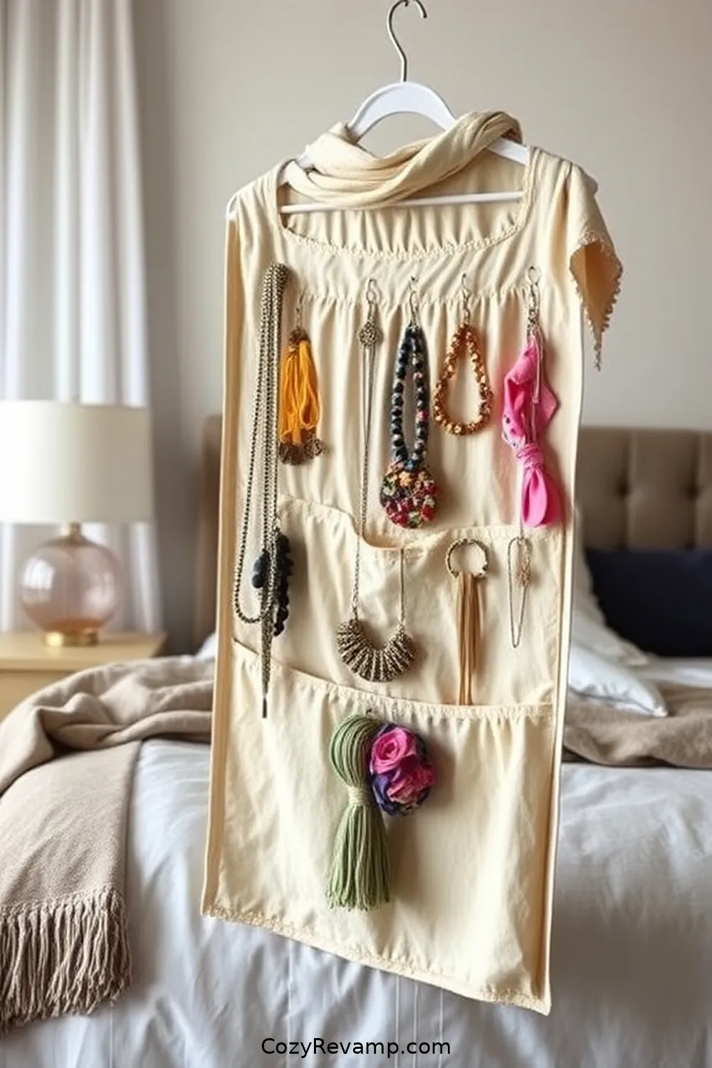 21 Ways to Style Your Minimalist Bedroom With Upcycled Fabric Material 20 Upcycled Fabric Jewelry Organizer for 21 Ways to Style Your Minimalist Bedroom With Upcycled Fabric Material