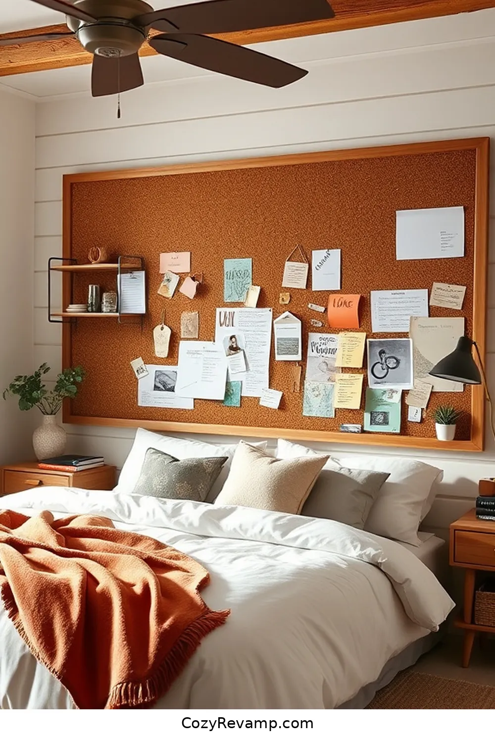 21 Ways to Use Cork Material in Your Modern Farmhouse Bedroom 16 Cork Bulletin Board Wall for a Creative Workspace for 21 Ways to Use Cork Material in Your Modern Farmhouse Bedroom