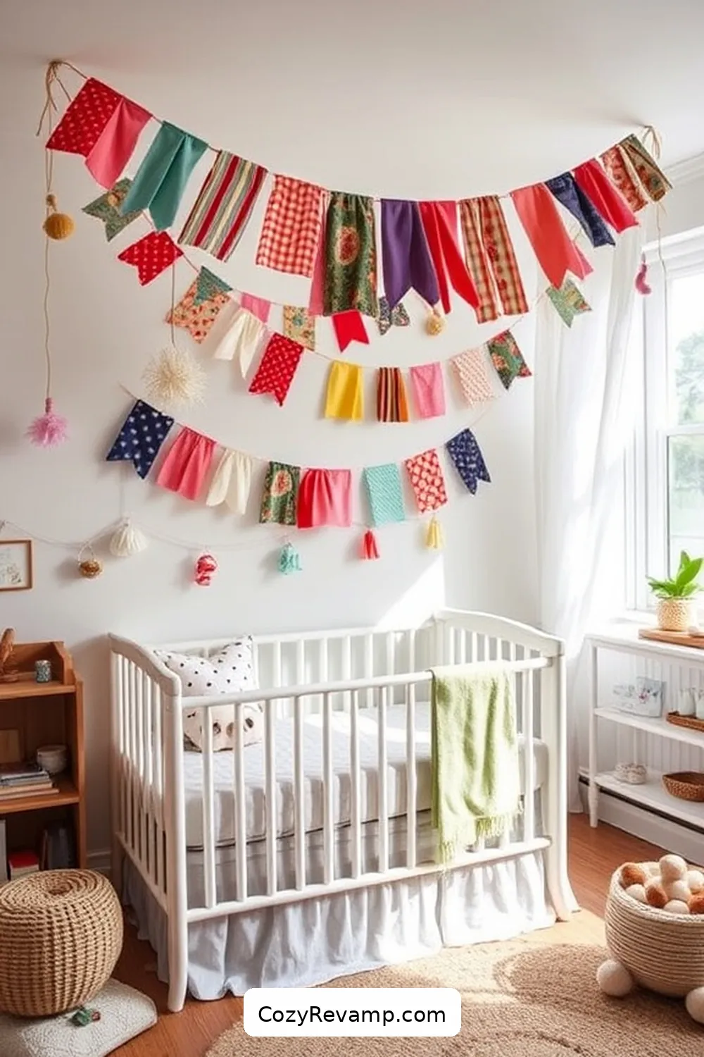 22 Clever Ideas for an Industrial Nursery Featuring Reclaimed Materials 23 DIY Fabric Bunting From Recycled Textiles for 22 Clever Ideas for an Industrial Nursery Featuring Reclaimed Materials