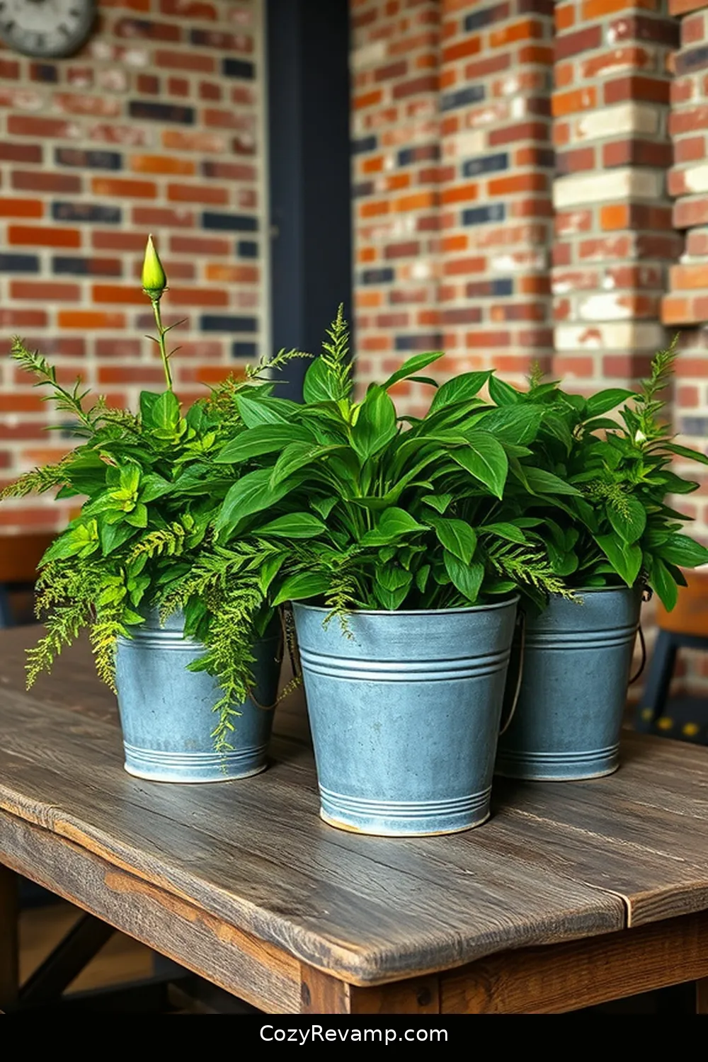 22 Clever Ideas for an Industrial Nursery Featuring Reclaimed Materials 7 Metal Bucket Planters for 22 Clever Ideas for an Industrial Nursery Featuring Reclaimed Materials
