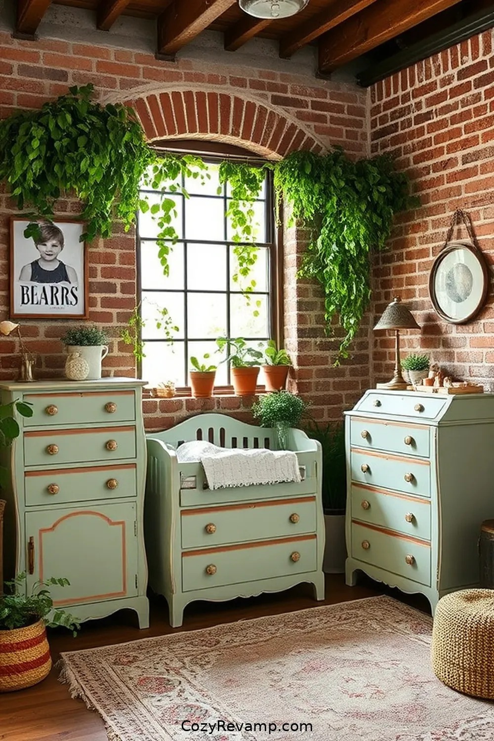 22 Clever Ideas for an Industrial Nursery Featuring Reclaimed Materials 18 Old Furniture Painted With Non-Toxic Paint for 22 Clever Ideas for an Industrial Nursery Featuring Reclaimed Materials