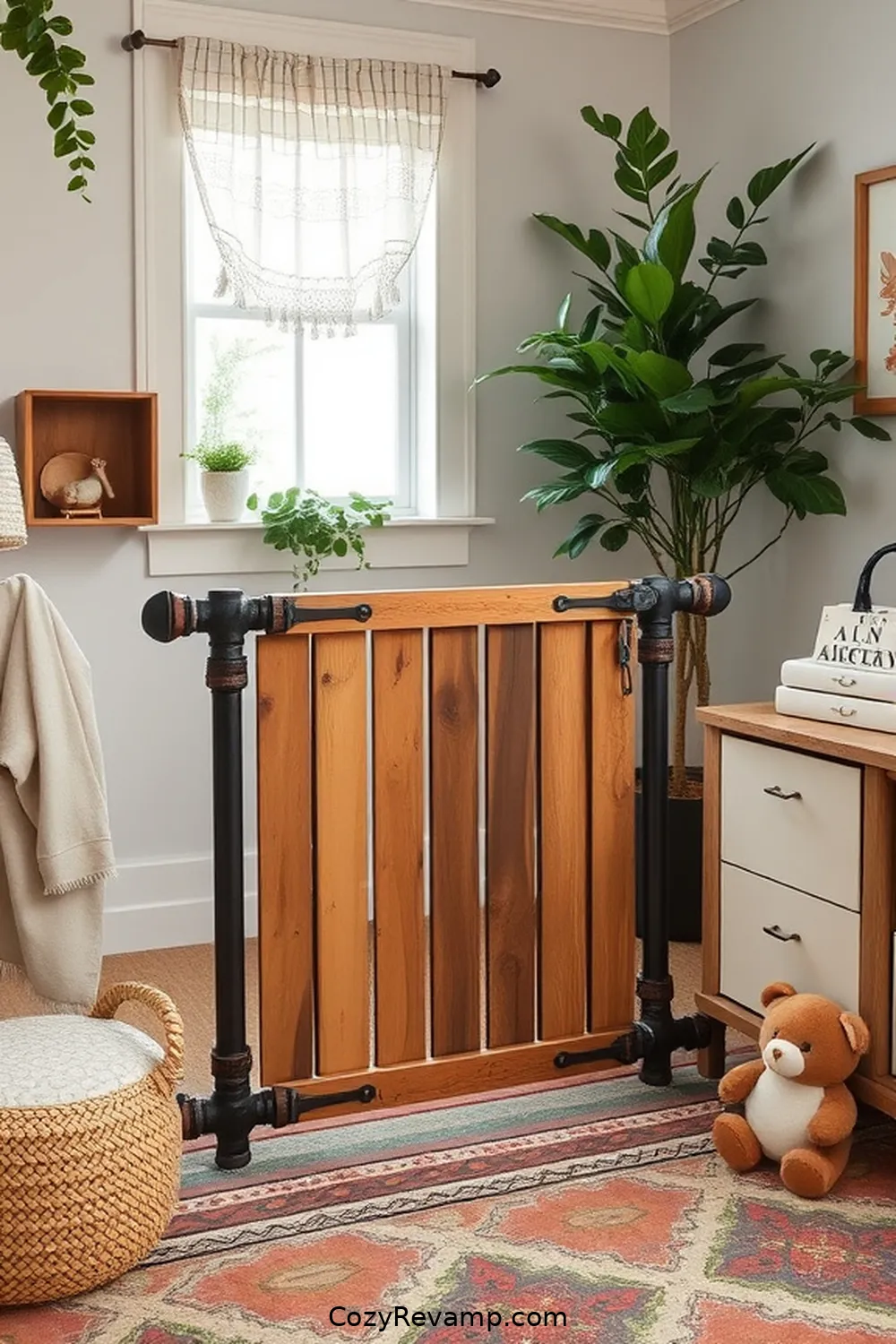 22 Clever Ideas for an Industrial Nursery Featuring Reclaimed Materials 13 Pipe and Wood Baby Gate for 22 Clever Ideas for an Industrial Nursery Featuring Reclaimed Materials