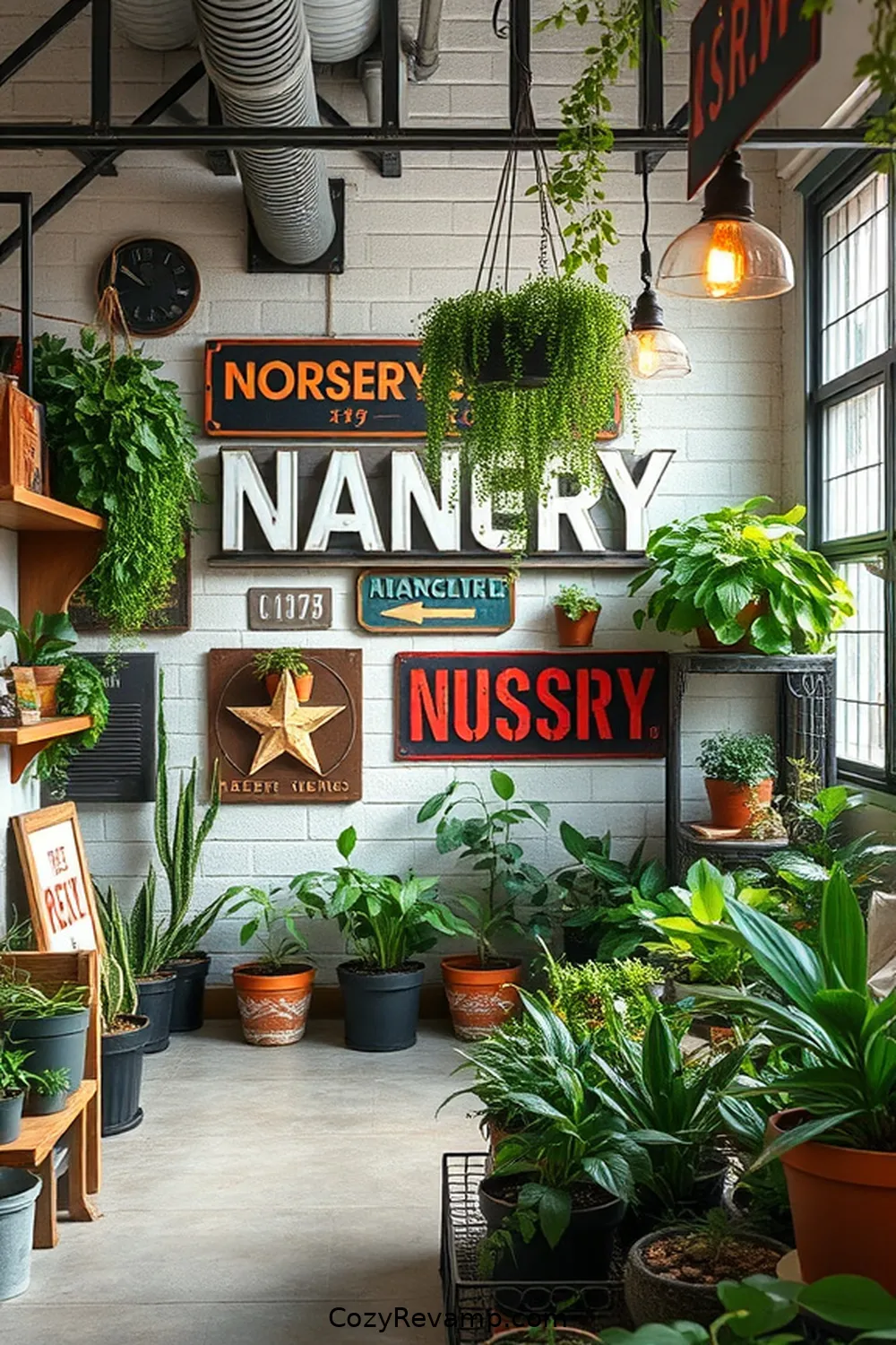 22 Clever Ideas for an Industrial Nursery Featuring Reclaimed Materials 19 Reclaimed Metal Signage for 22 Clever Ideas for an Industrial Nursery Featuring Reclaimed Materials