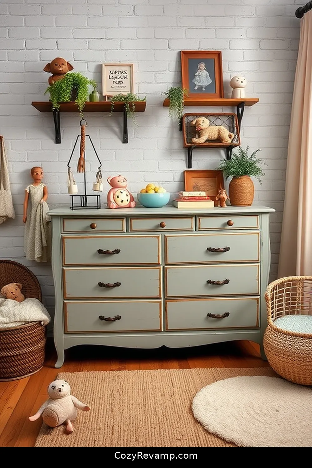 22 Clever Ideas for an Industrial Nursery Featuring Reclaimed Materials 12 Refinished Antique Dresser for 22 Clever Ideas for an Industrial Nursery Featuring Reclaimed Materials