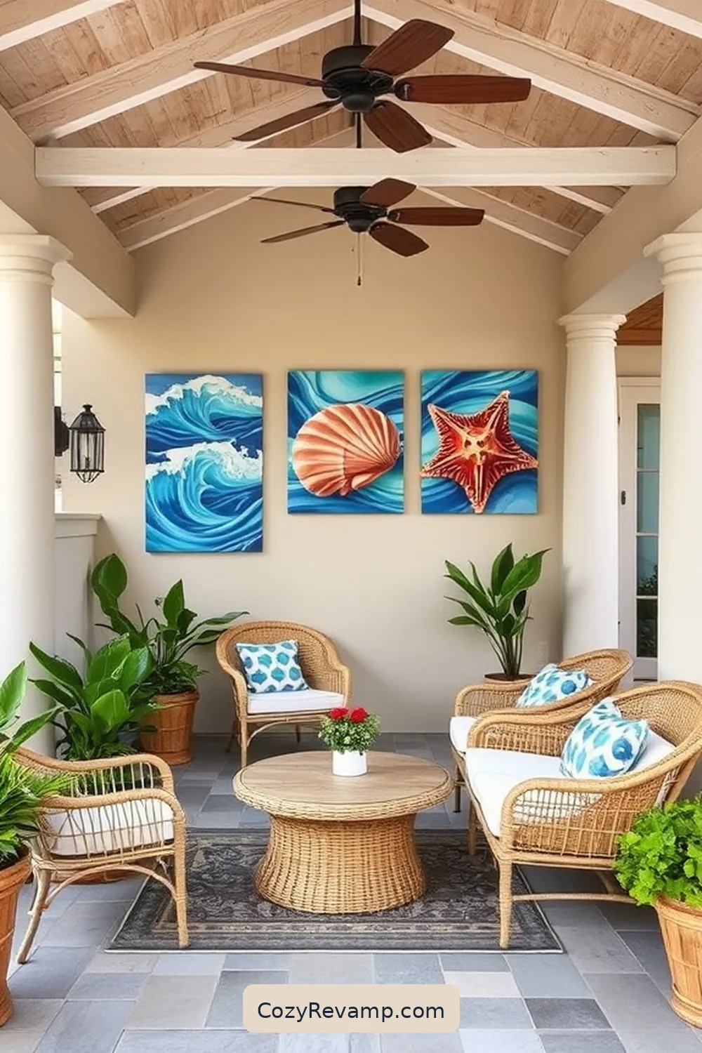 22 Essential Elements for a Coastal Outdoor Patio With Natural Fibers 15 14. Beach-Inspired Artwork for 22 Essential Elements for a Coastal Outdoor Patio With Natural Fibers