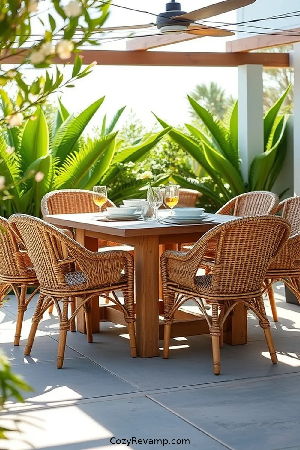 22 Essential Elements for a Coastal Outdoor Patio With Natural Fibers 18 17. Outdoor Dining Set for 22 Essential Elements for a Coastal Outdoor Patio With Natural Fibers