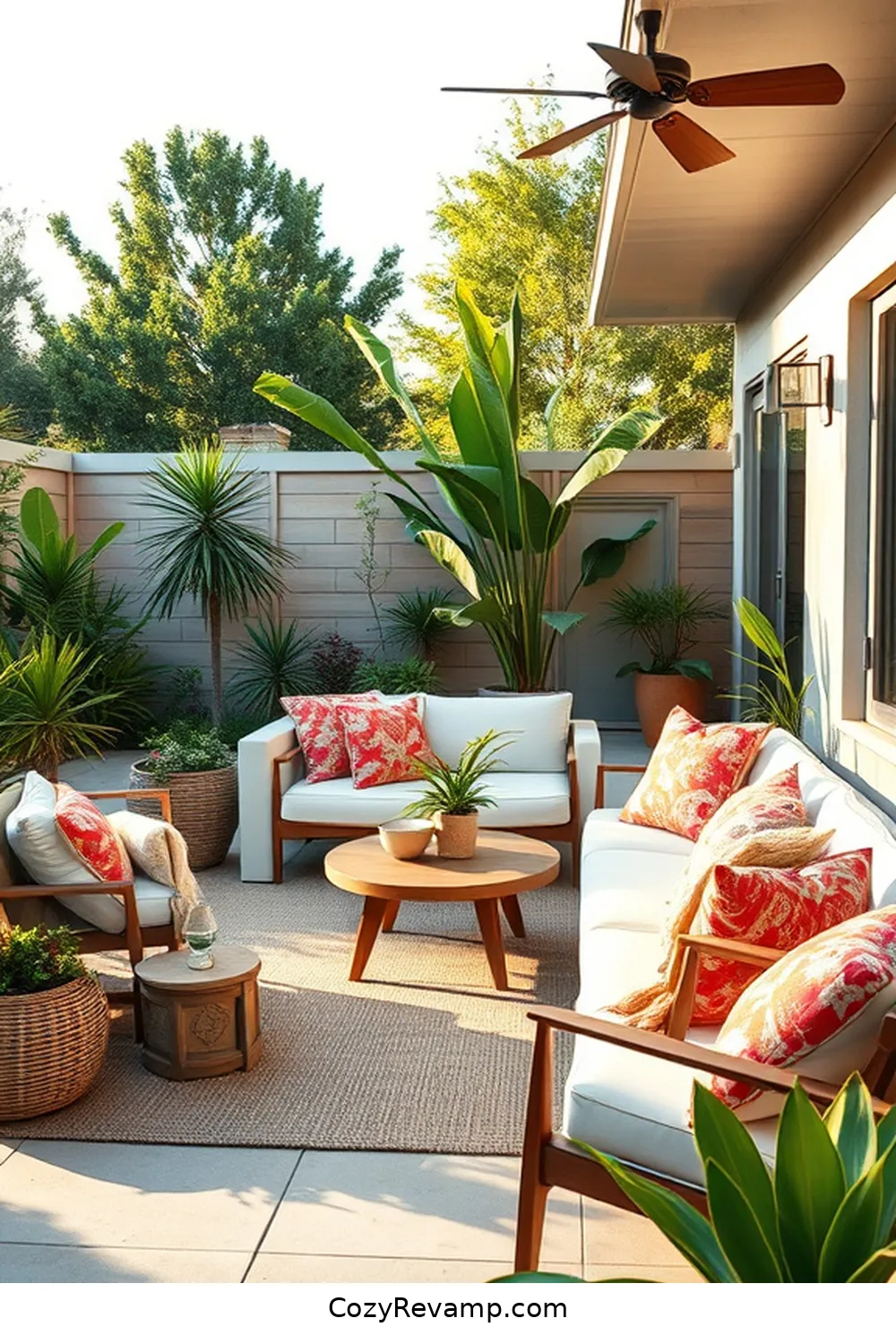 22 Essential Elements for a Mid-Century Modern Outdoor Patio With Natural Fibers 18 Adding Decorative Throw Pillows for 22 Essential Elements for a Mid-Century Modern Outdoor Patio With Natural Fibers