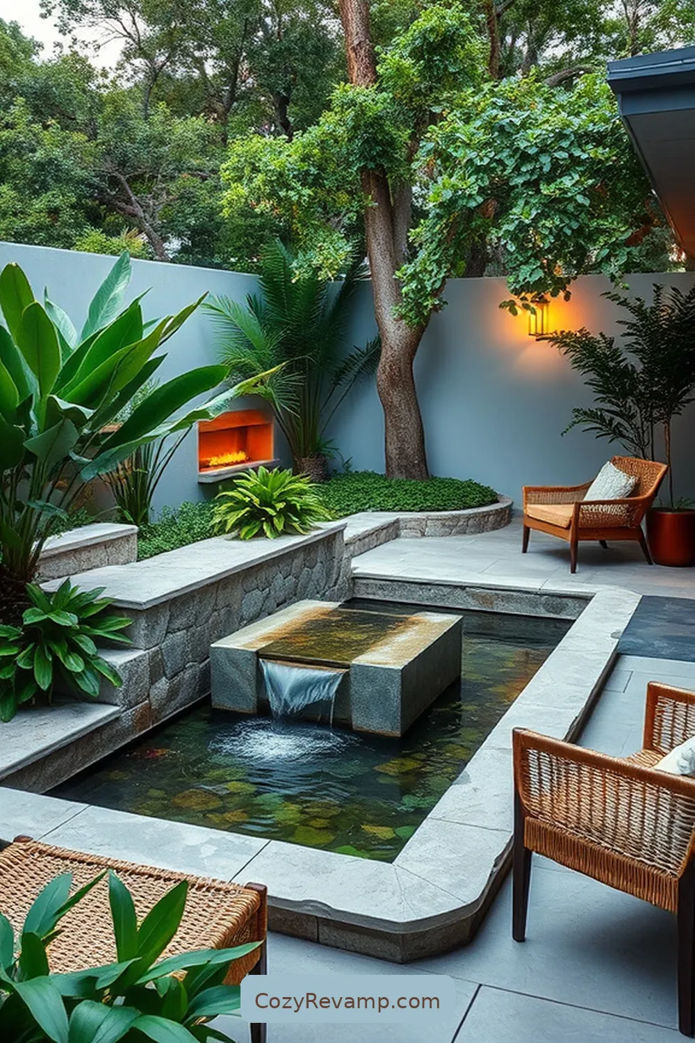 22 Essential Elements for a Mid-Century Modern Outdoor Patio With Natural Fibers 22 Adding a Water Feature With Natural Elements for 22 Essential Elements for a Mid-Century Modern Outdoor Patio With Natural Fibers