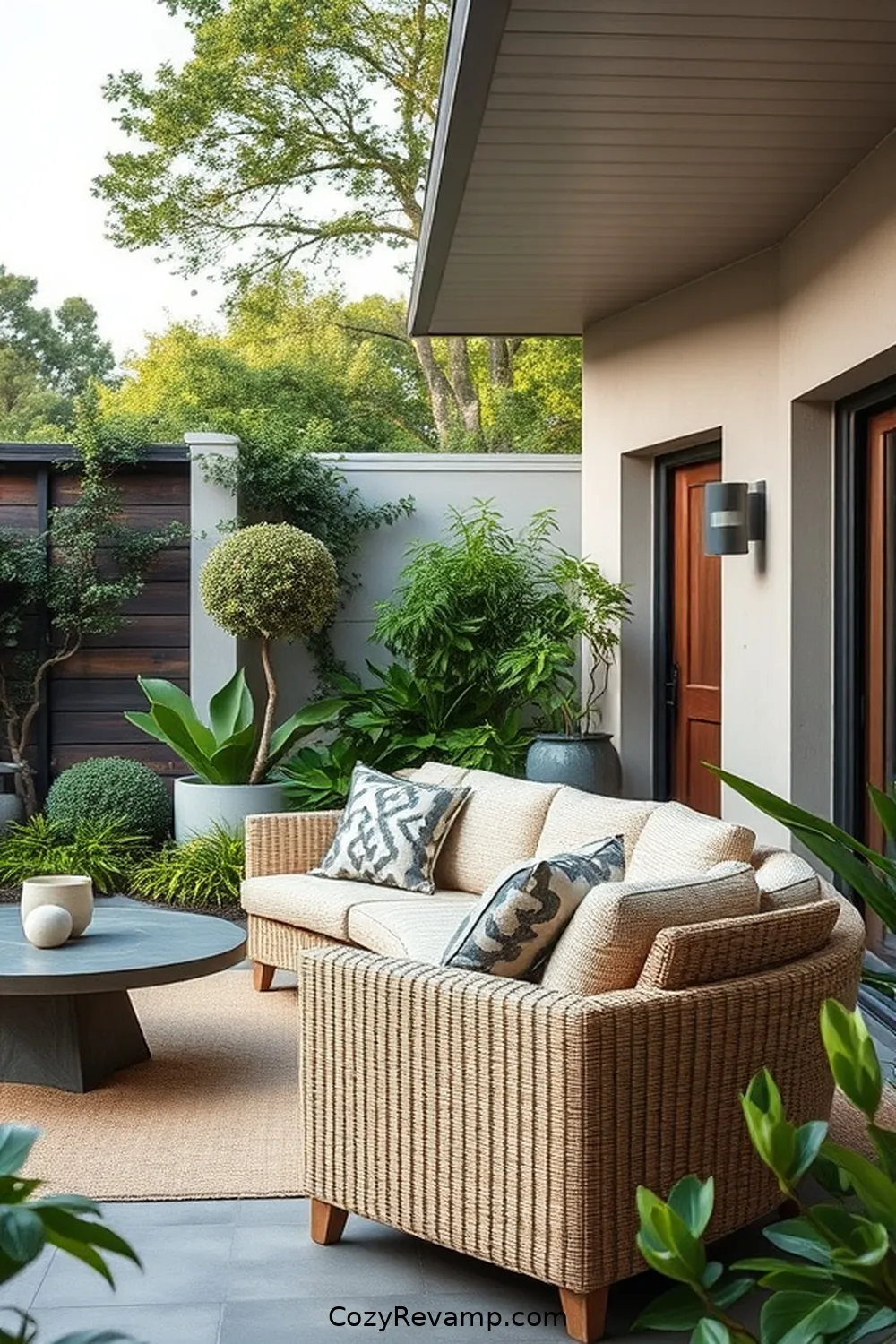 22 Essential Elements for a Mid-Century Modern Outdoor Patio With Natural Fibers 17 Selecting a Mid-Century Modern Outdoor Sofa for 22 Essential Elements for a Mid-Century Modern Outdoor Patio With Natural Fibers