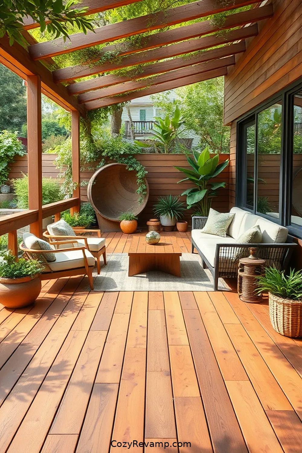 22 Essential Elements for a Mid-Century Modern Outdoor Patio With Natural Fibers 20 Using Natural Wood for Decking for 22 Essential Elements for a Mid-Century Modern Outdoor Patio With Natural Fibers