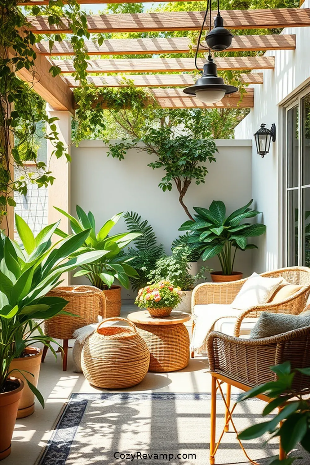 22 Essential Elements for a Mid-Century Modern Outdoor Patio With Natural Fibers 6 Utilizing Woven Baskets for Storage for 22 Essential Elements for a Mid-Century Modern Outdoor Patio With Natural Fibers