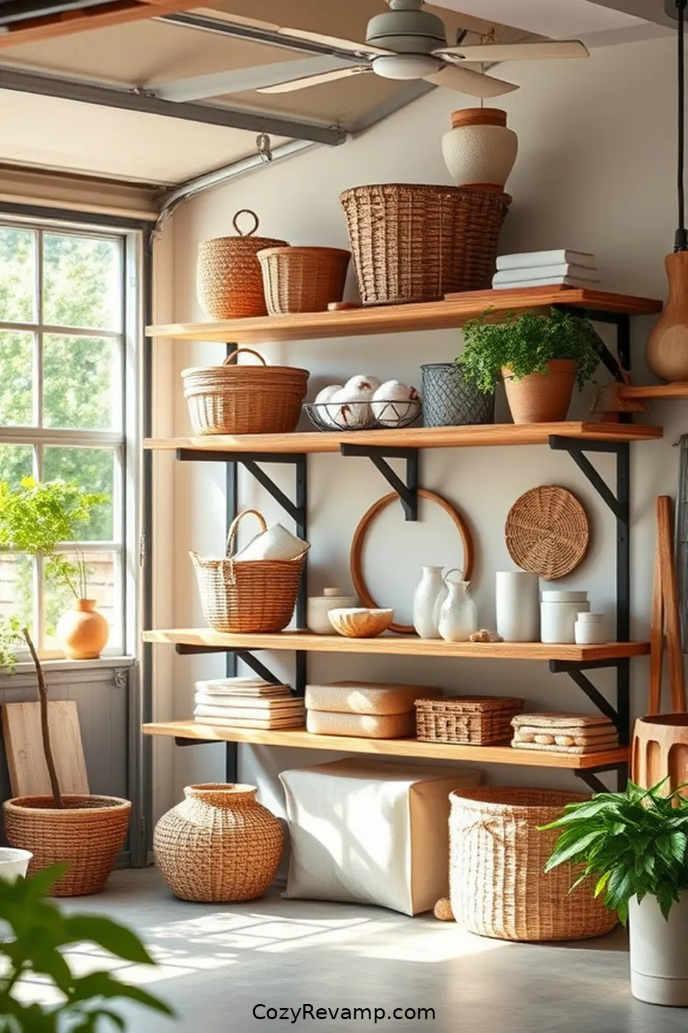 22 Essential Elements of Modern Farmhouse Garage Design With Organic Cotton Material 3 Rustic Wooden Shelving for 22 Essential Elements of Modern Farmhouse Garage Design With Organic Cotton Material