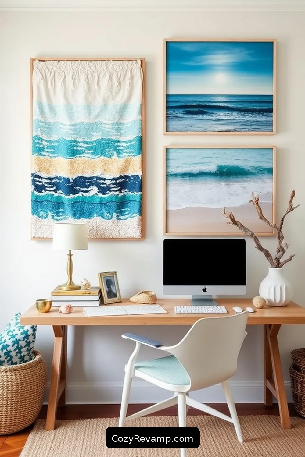 22 Essential Elements of a Coastal Home Office With Organic Cotton Material 8 Beach-Inspired Wall Art for 22 Essential Elements of a Coastal Home Office With Organic Cotton Material