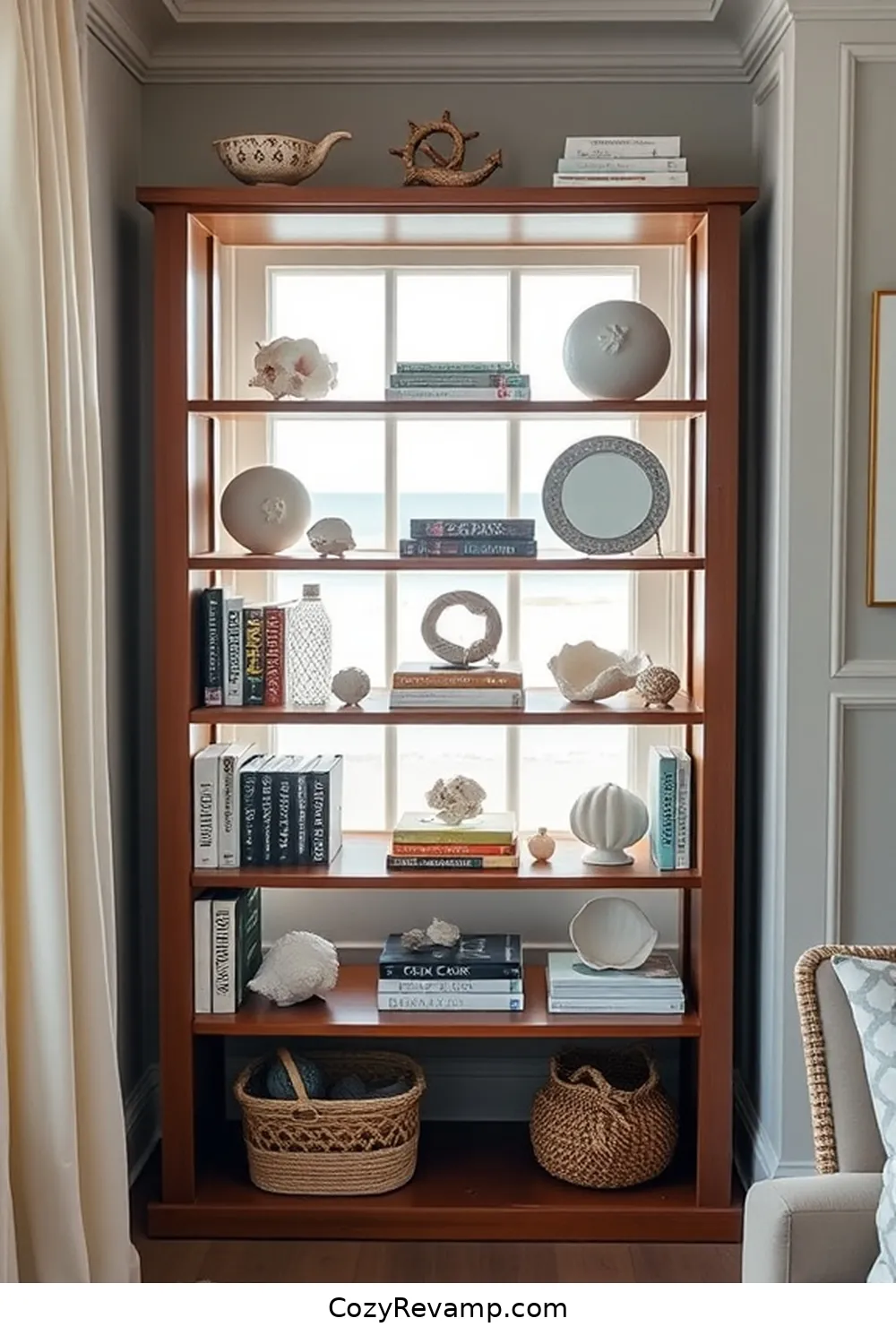 22 Essential Elements of a Coastal Home Office With Organic Cotton Material 14 Coastal-Inspired Bookshelves for 22 Essential Elements of a Coastal Home Office With Organic Cotton Material