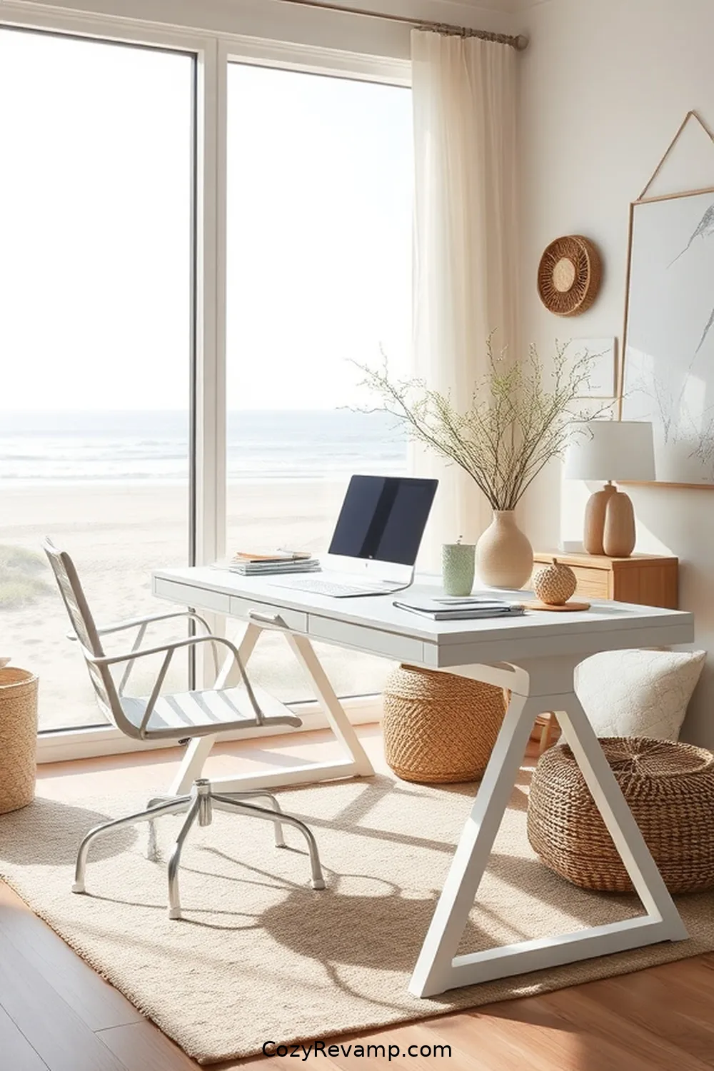 22 Essential Elements of a Coastal Home Office With Organic Cotton Material 6 Eco-Friendly Desk for 22 Essential Elements of a Coastal Home Office With Organic Cotton Material