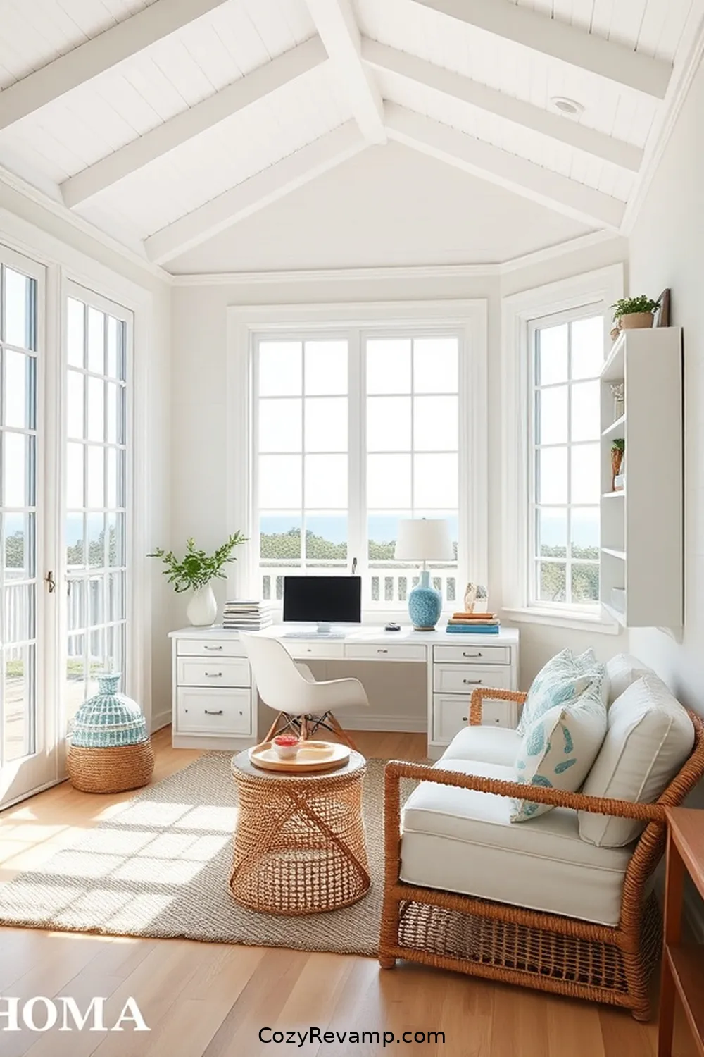 22 Essential Elements of a Coastal Home Office With Organic Cotton Material 2 Natural Light and Bright Spaces for 22 Essential Elements of a Coastal Home Office With Organic Cotton Material