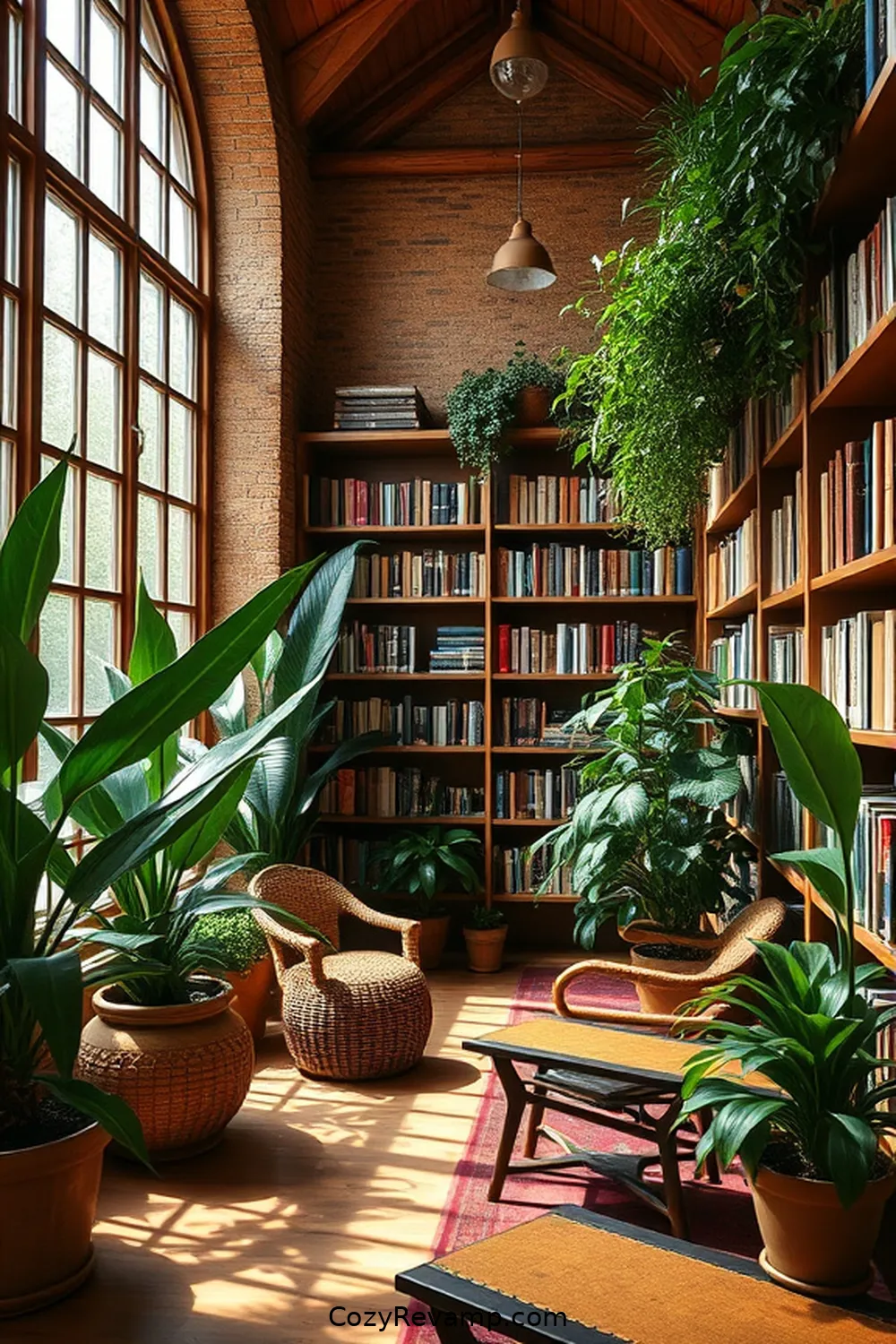 Adding Plants to Enhance the Rustic Feel for 22 Essential Elements of a Rustic Library With Cork Material