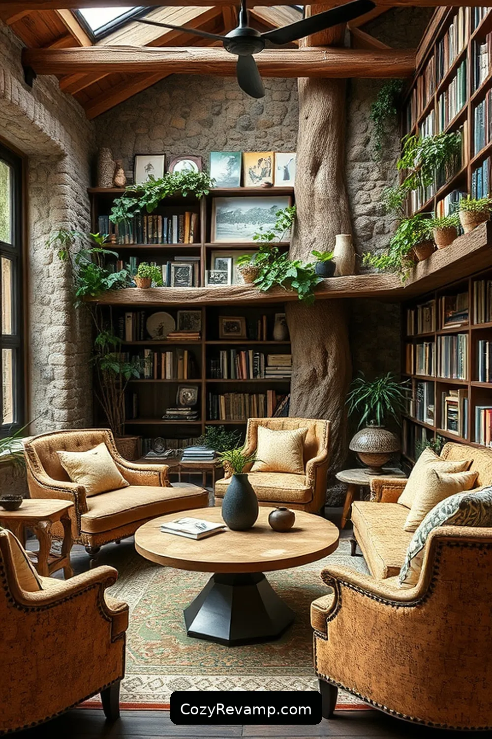 Mixing Cork With Other Natural Materials for 22 Essential Elements of a Rustic Library With Cork Material