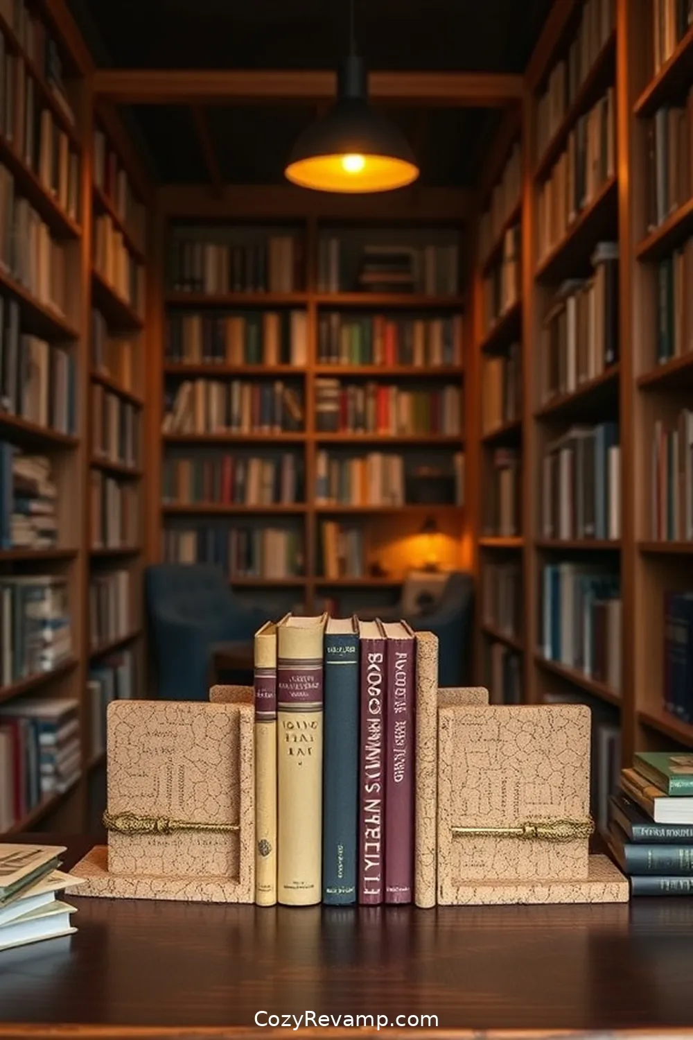 Using Cork for Bookends and Organizers for 22 Essential Elements of a Rustic Library With Cork Material