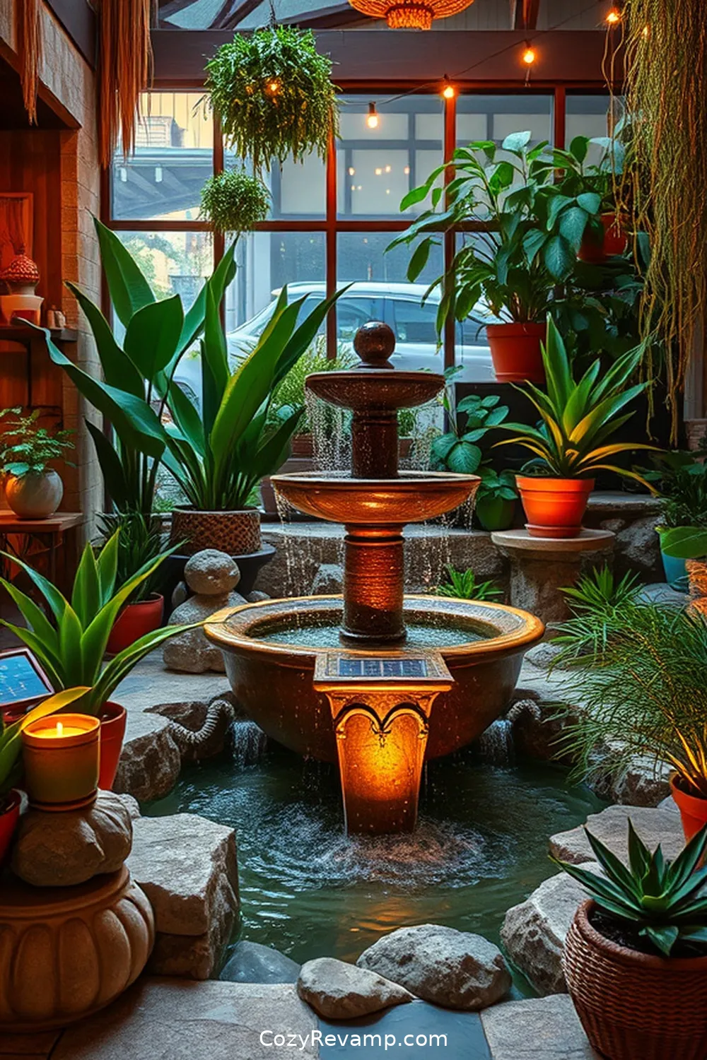 Indoor Fountains for 22 Essential Materials for Bohemian Entryways With Solar-Powered Lights