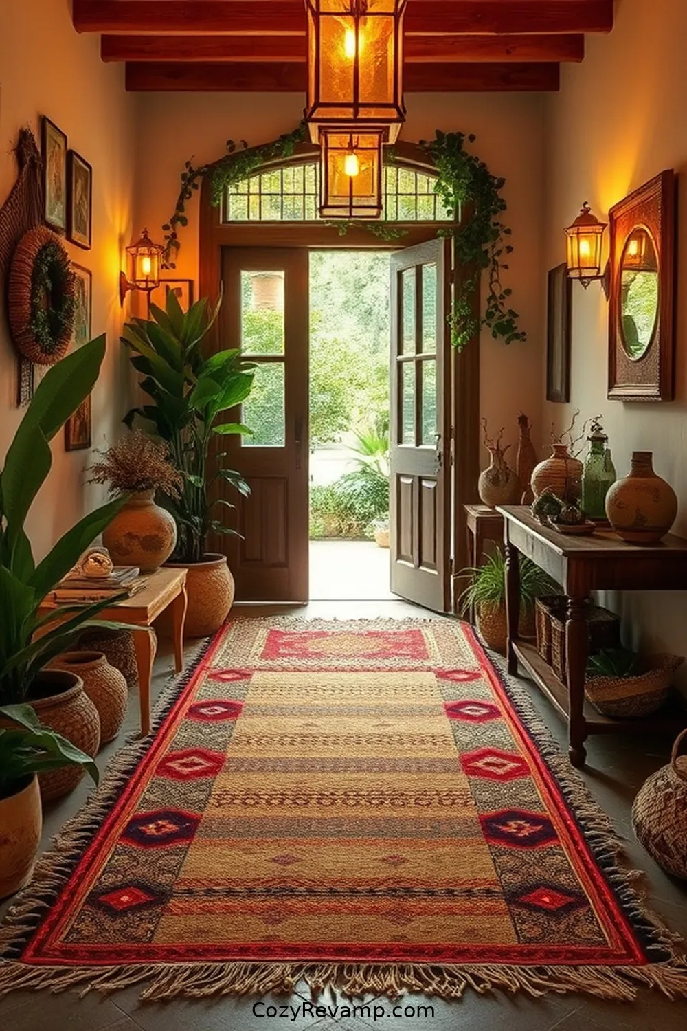 Jute Rugs for 22 Essential Materials for Bohemian Entryways With Solar-Powered Lights