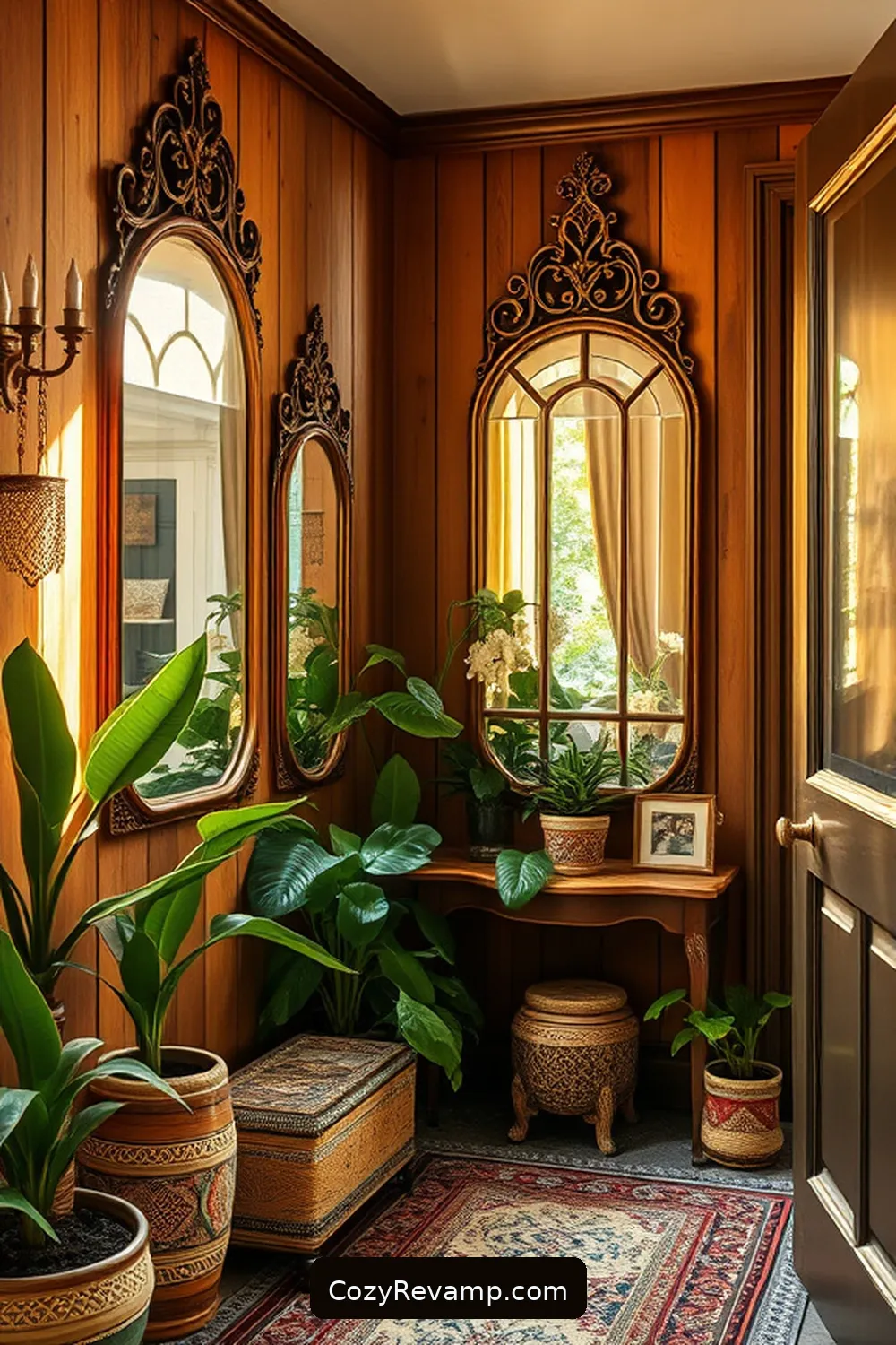 Vintage Mirrors for 22 Essential Materials for Bohemian Entryways With Solar-Powered Lights