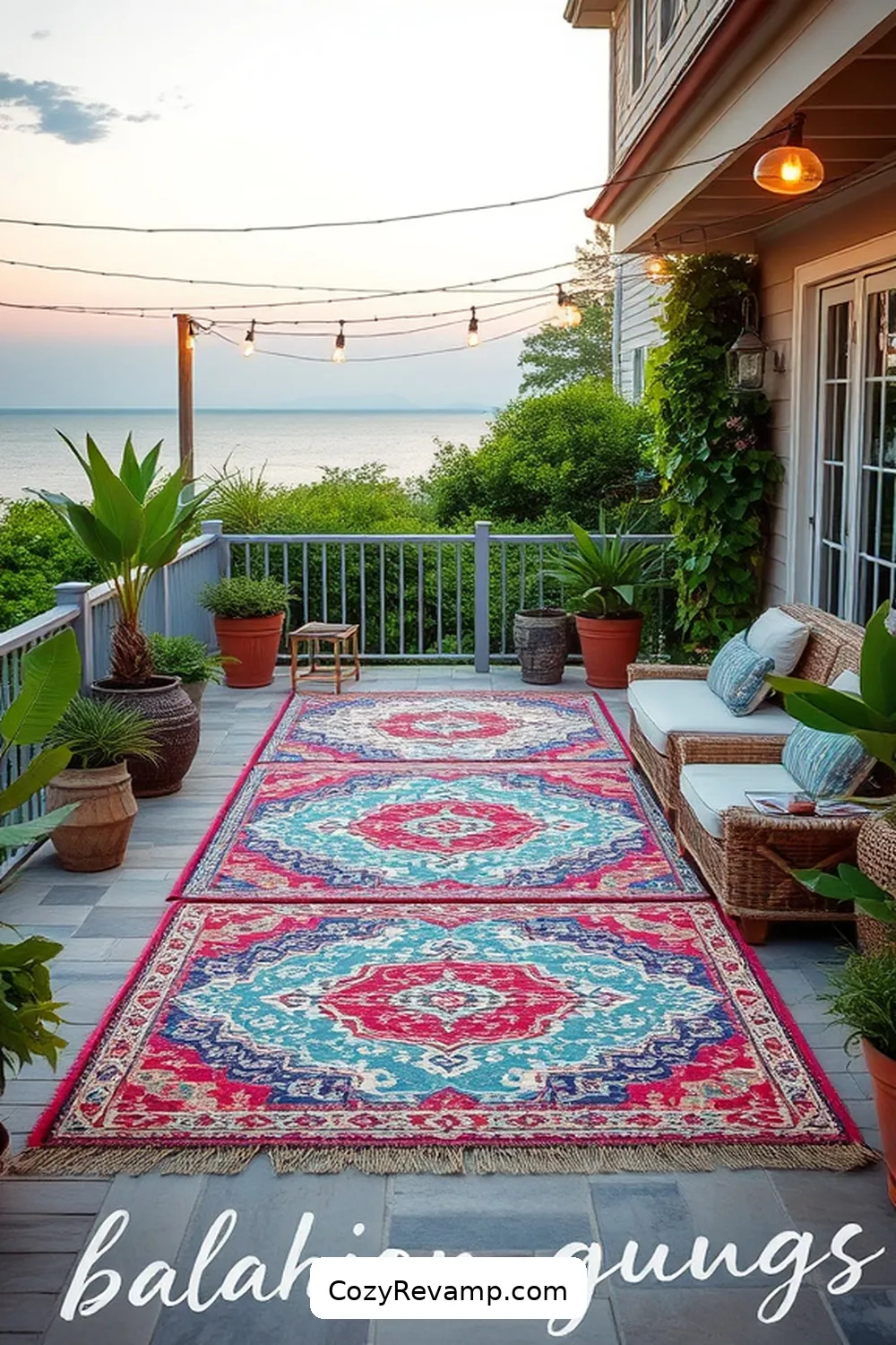 22 Essential Materials for Coastal Outdoor Patios With Solar-Powered Lights 17 Outdoor Rugs for 22 Essential Materials for Coastal Outdoor Patios With Solar-Powered Lights
