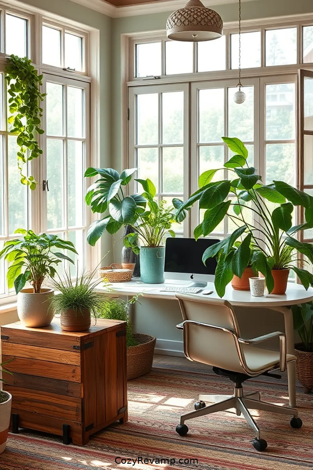 Add Natural Elements With Reclaimed Plants for 22 Essential Tips for a Bohemian Home Office Using Reclaimed Materials