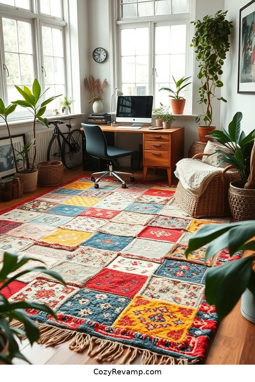 Craft a Bohemian Rug From Old Fabrics for 22 Essential Tips for a Bohemian Home Office Using Reclaimed Materials