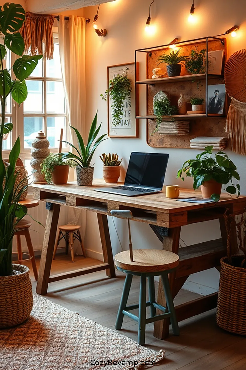 Design a Creative Workspace With Pallet Wood for 22 Essential Tips for a Bohemian Home Office Using Reclaimed Materials