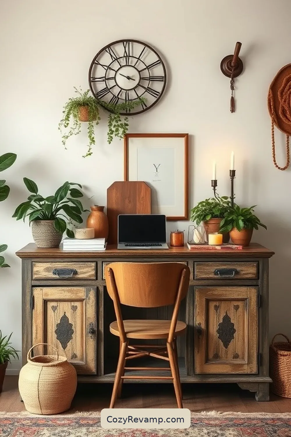 Repurpose Antique Cabinets for Storage for 22 Essential Tips for a Bohemian Home Office Using Reclaimed Materials