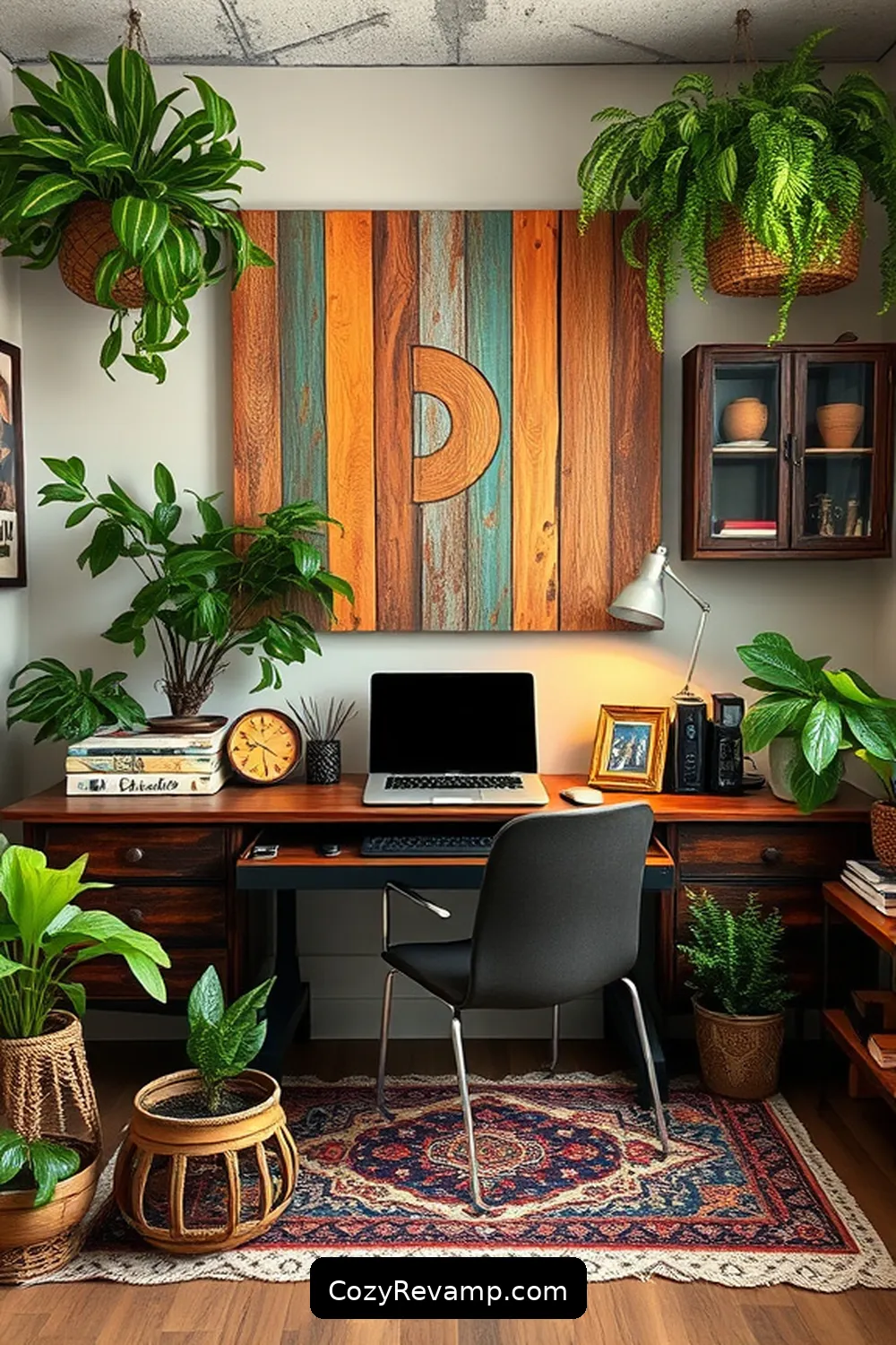 Use Reclaimed Materials for Wall Art for 22 Essential Tips for a Bohemian Home Office Using Reclaimed Materials