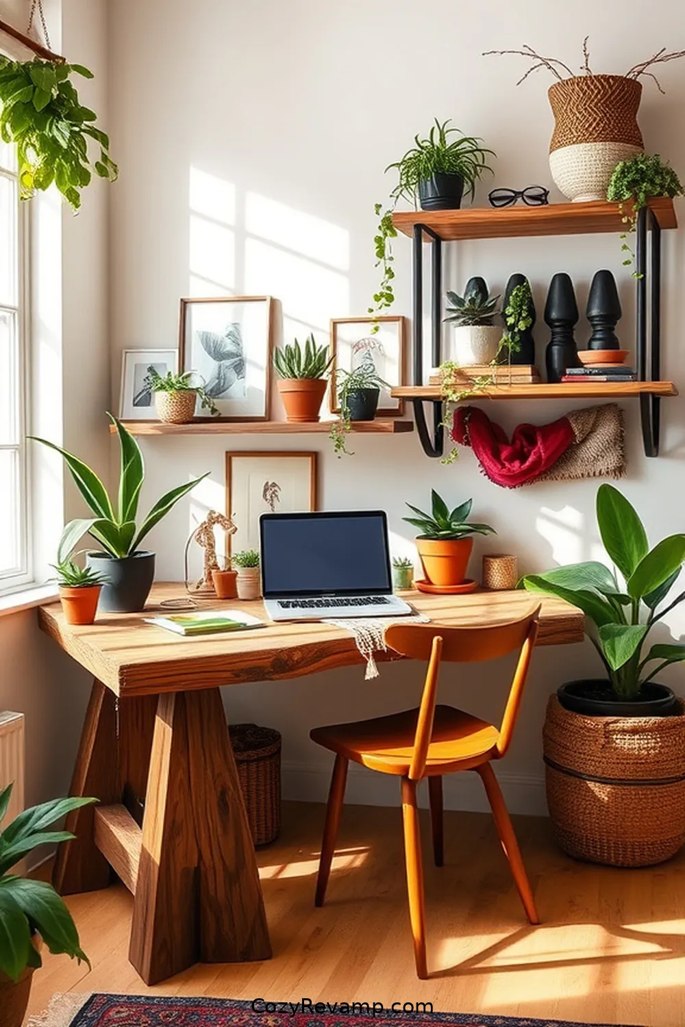 Use Upcycled Wood for Desks and Shelves for 22 Essential Tips for a Bohemian Home Office Using Reclaimed Materials