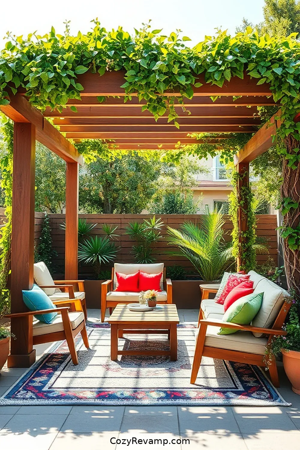 Add a Stylish Pergola for 22 Essential Tips for a Mid-Century Modern Outdoor Patio Using Recycled Wood Material