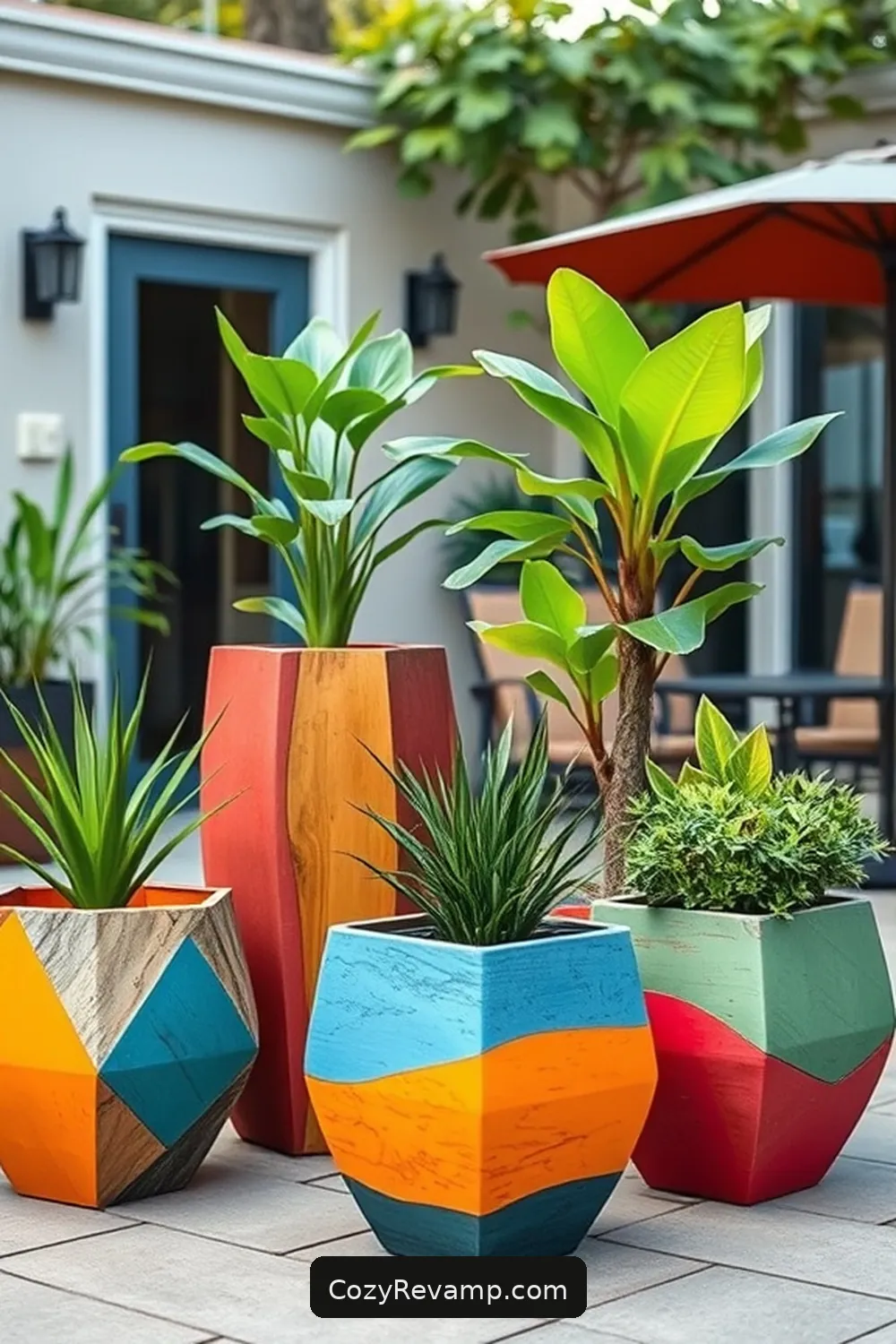 Craft Unique Planters for 22 Essential Tips for a Mid-Century Modern Outdoor Patio Using Recycled Wood Material