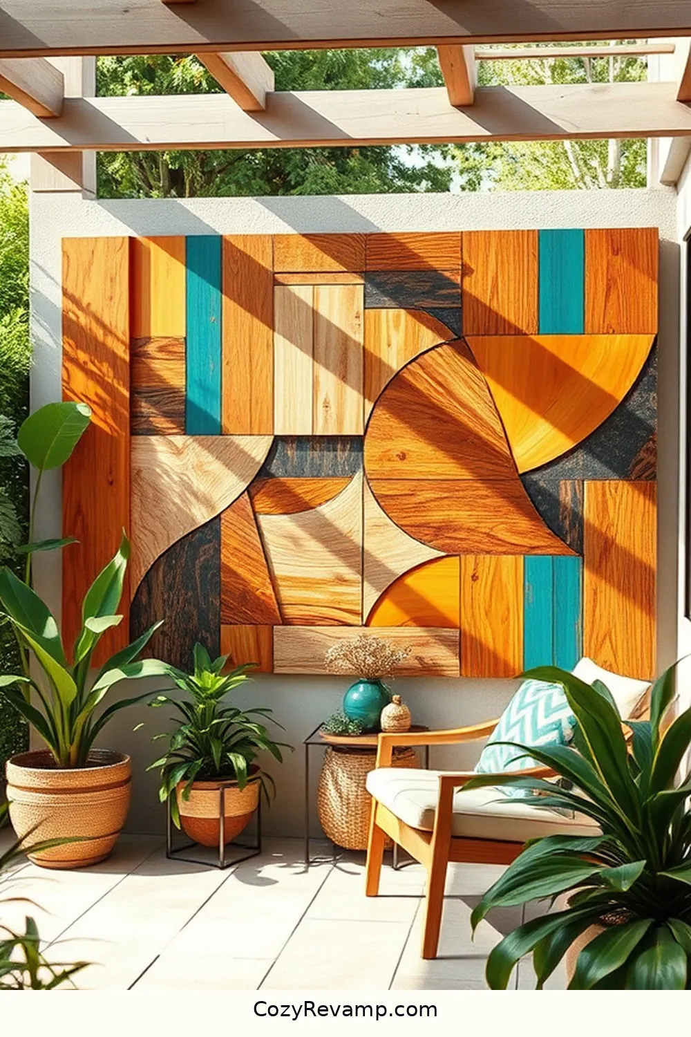Create Decorative Wall Art for 22 Essential Tips for a Mid-Century Modern Outdoor Patio Using Recycled Wood Material