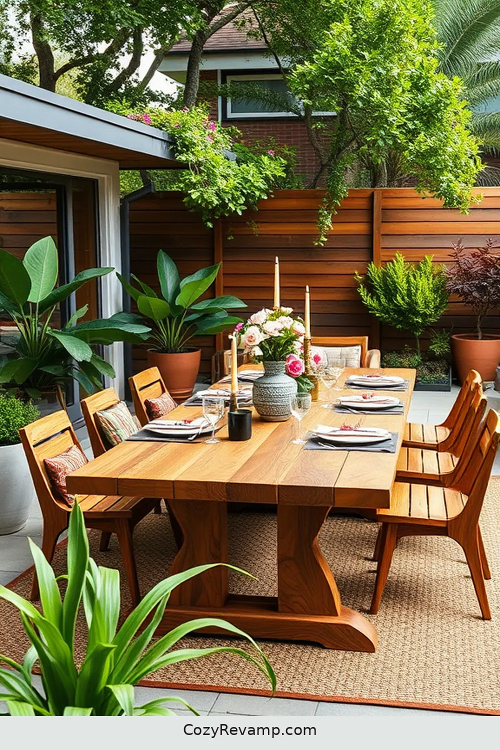 Create a Custom Dining Table for 22 Essential Tips for a Mid-Century Modern Outdoor Patio Using Recycled Wood Material