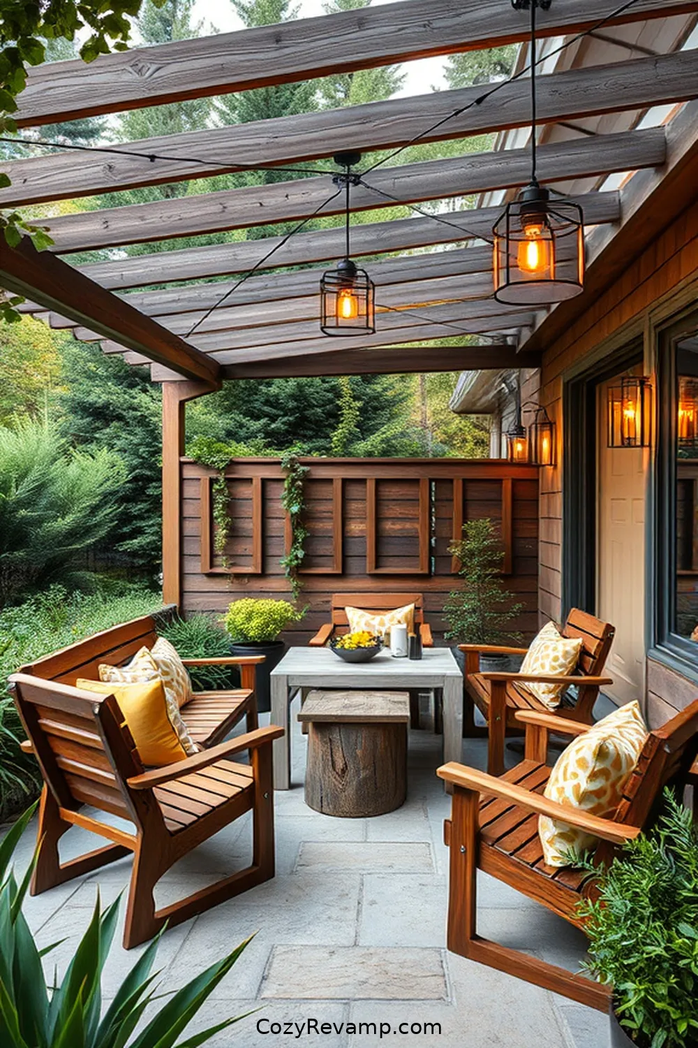 Incorporate Lighting Elements for 22 Essential Tips for a Mid-Century Modern Outdoor Patio Using Recycled Wood Material
