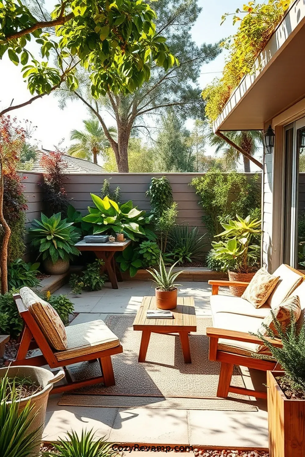 Plan for Sustainable Landscaping for 22 Essential Tips for a Mid-Century Modern Outdoor Patio Using Recycled Wood Material