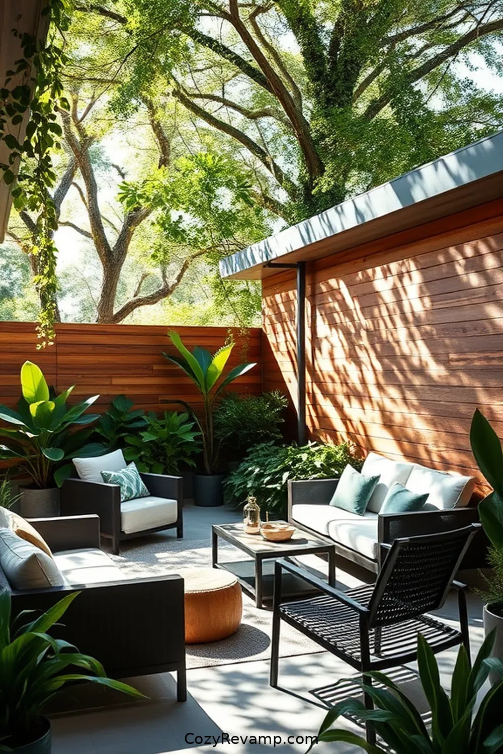 Use Wood for Privacy Screens for 22 Essential Tips for a Mid-Century Modern Outdoor Patio Using Recycled Wood Material