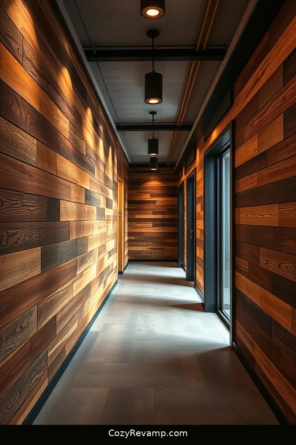 Reclaimed Wood Wall Panels for 22 Inspiring Designs for Industrial Hallways Using Reclaimed Materials