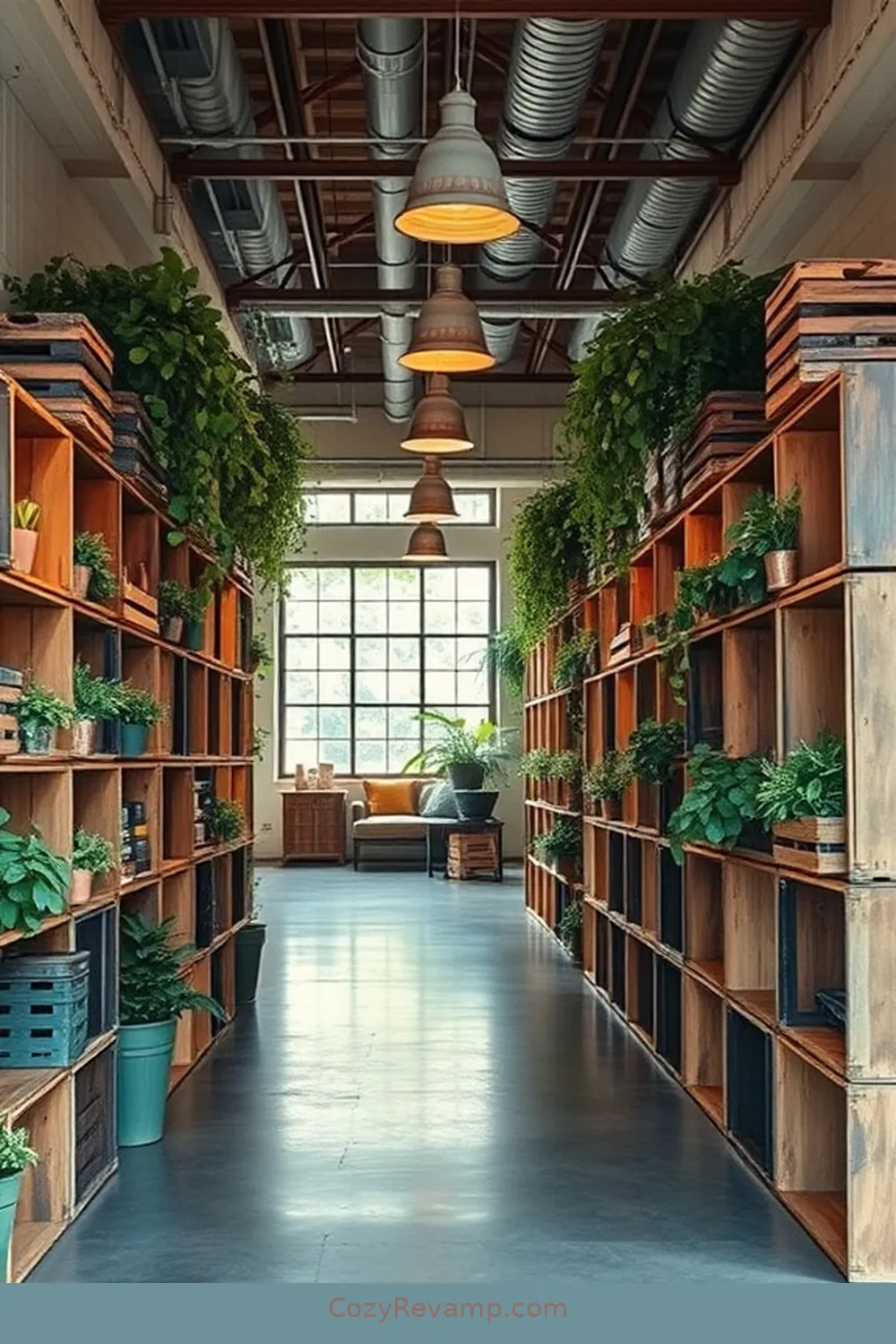 Vintage Crate Display Units for 22 Inspiring Designs for Industrial Hallways Using Reclaimed Materials