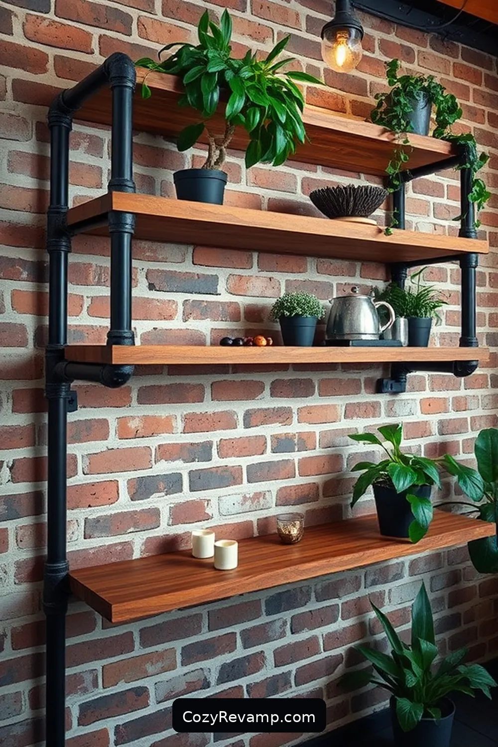 Vintage Industrial Pipe Shelving for 22 Inspiring Designs for Industrial Hallways Using Reclaimed Materials